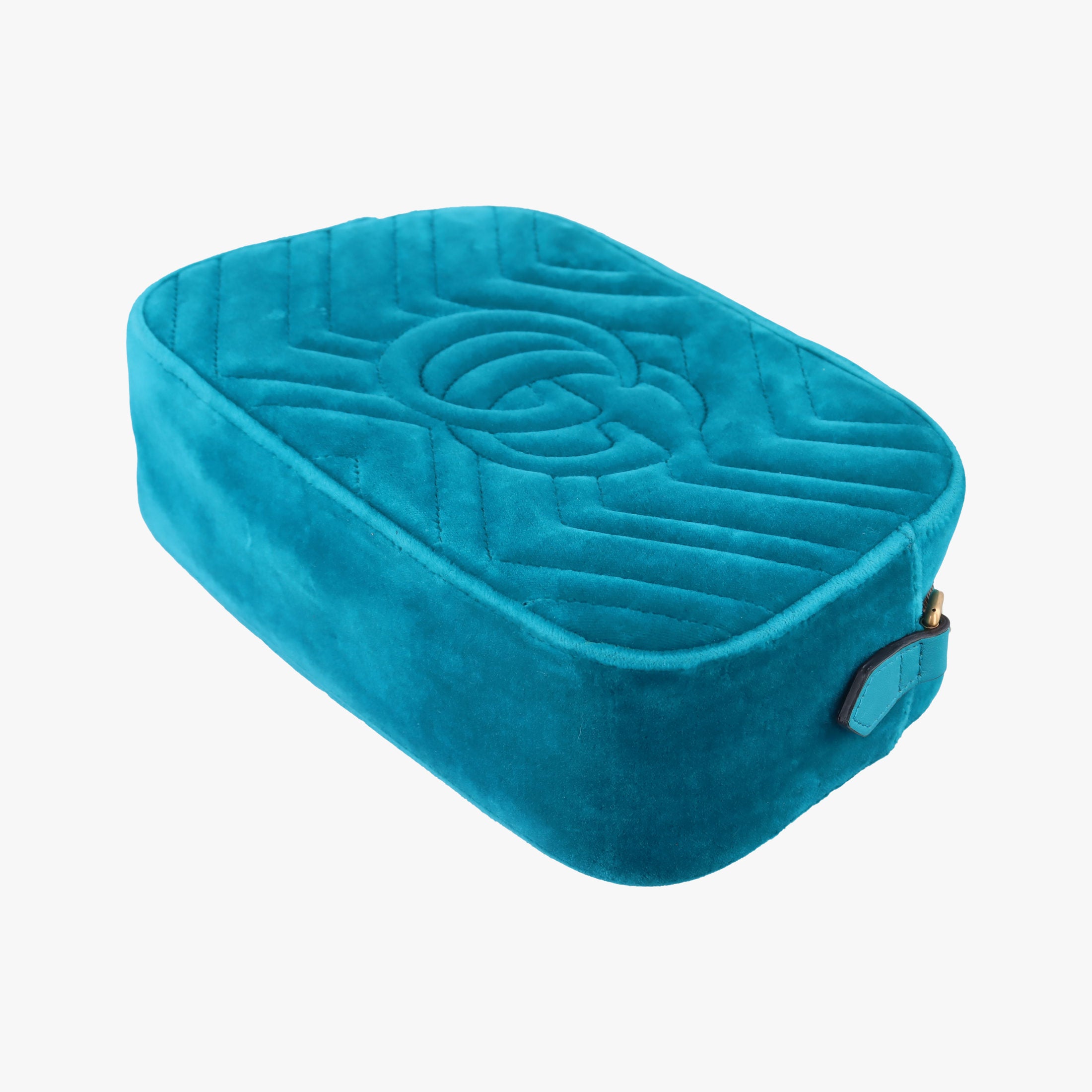Pre-owned Gucci GG Marmont Blue velour 447632 shoulderbag | stylenewstar