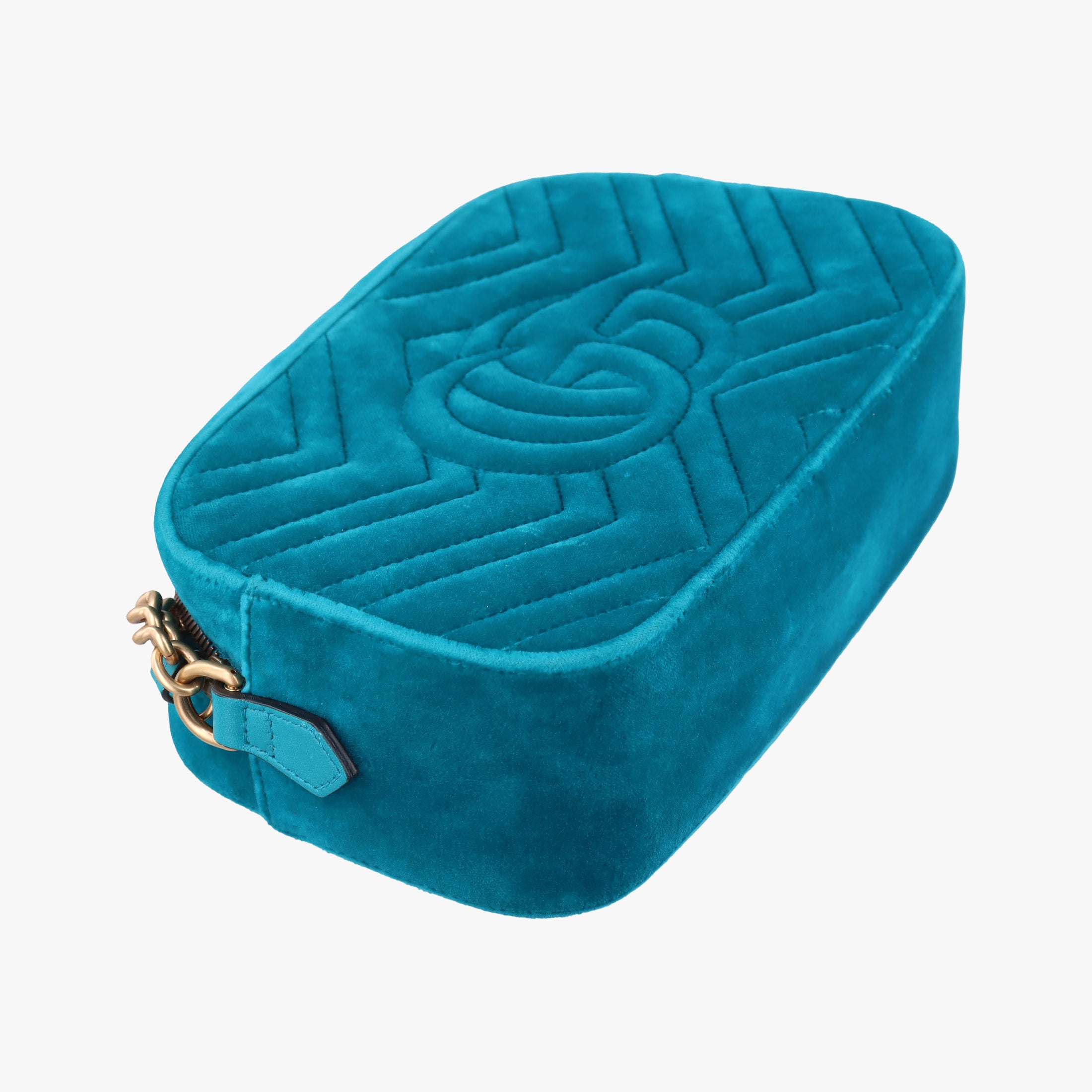 Pre-owned Gucci GG Marmont Blue velour 447632 shoulderbag | stylenewstar