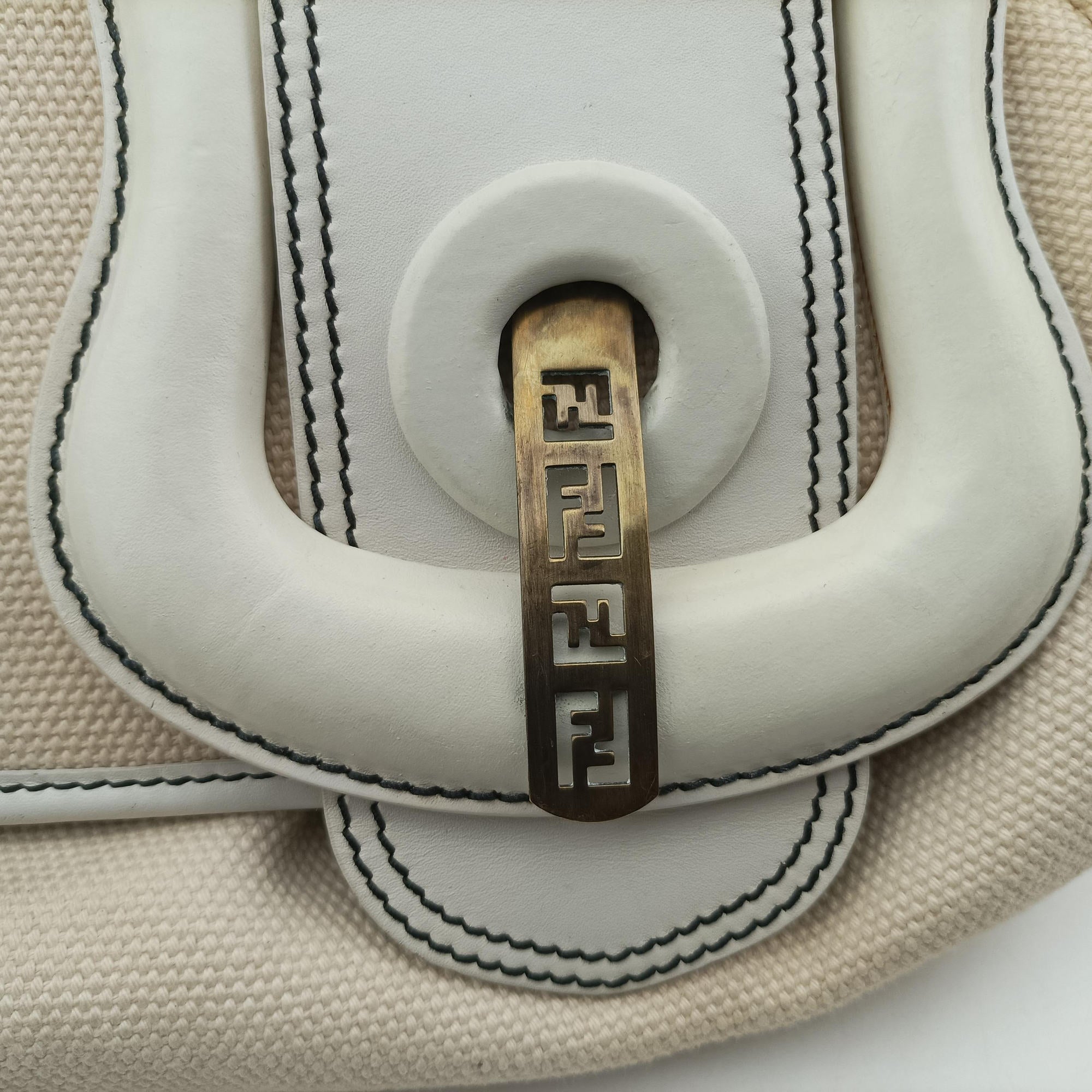 Vintage Fendi B Bag White canvas×leather 8BNI63 handbag | stylenewstar