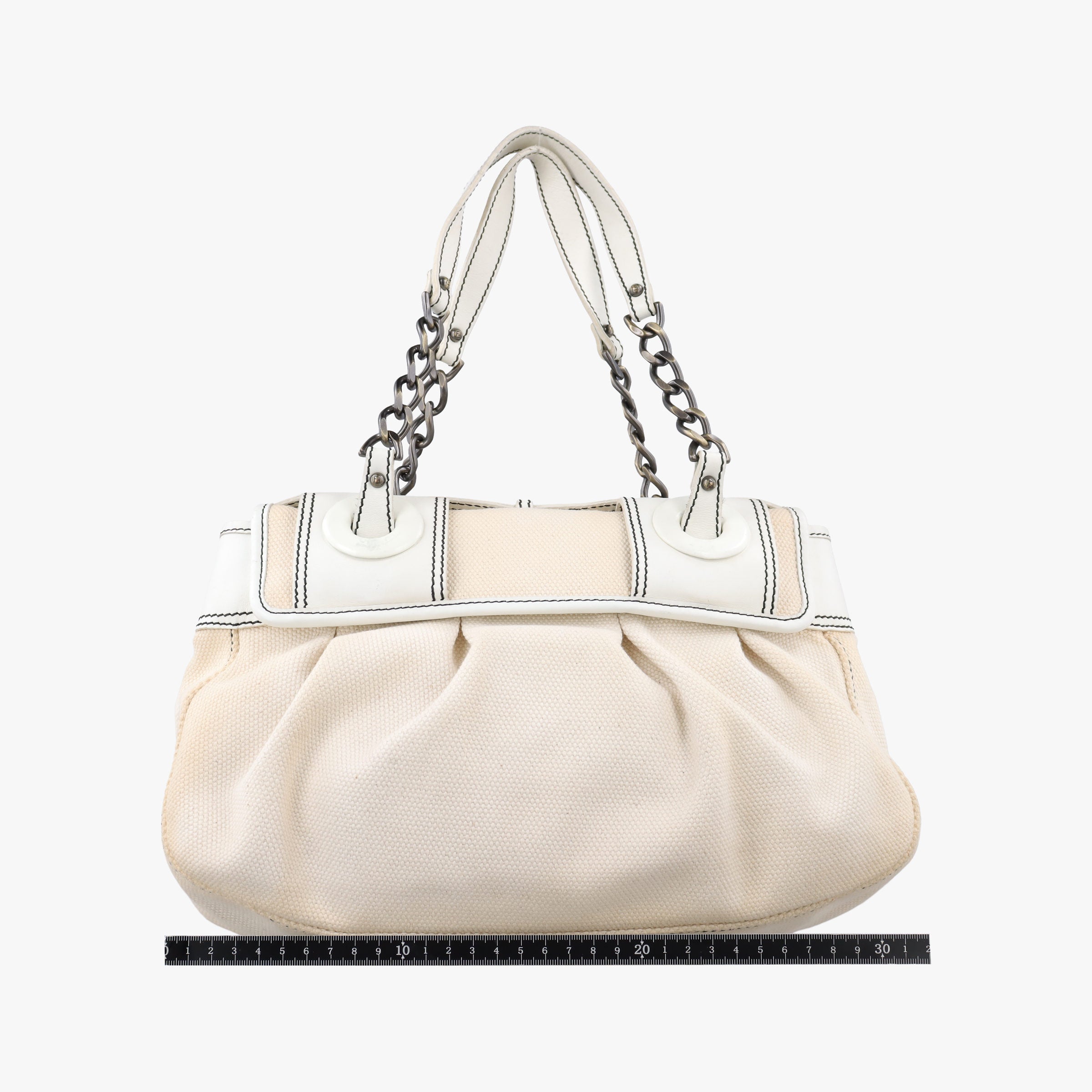 Vintage Fendi B Bag White canvas×leather 8BNI63 handbag | stylenewstar