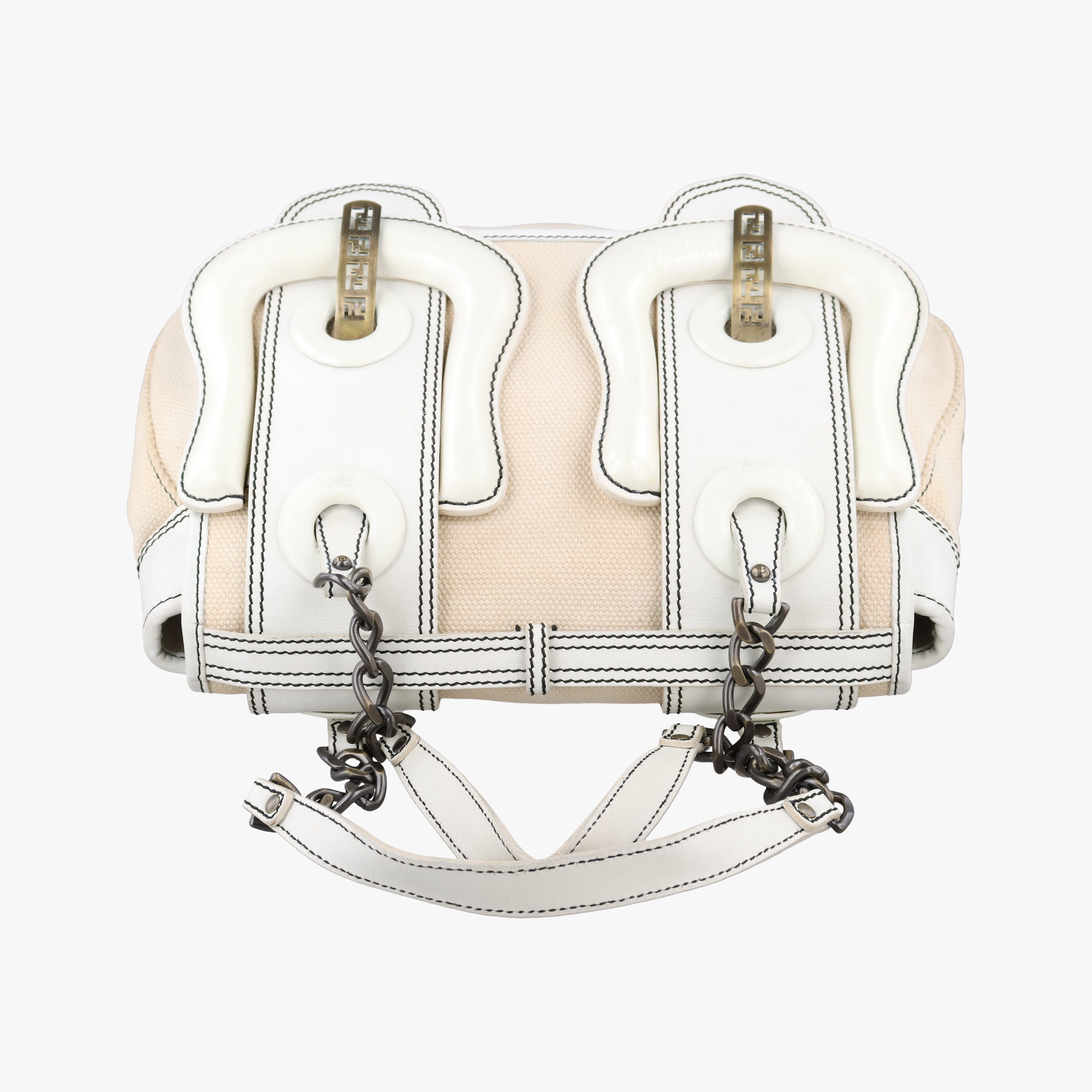 Vintage Fendi B Bag White canvas×leather 8BNI63 handbag | stylenewstar