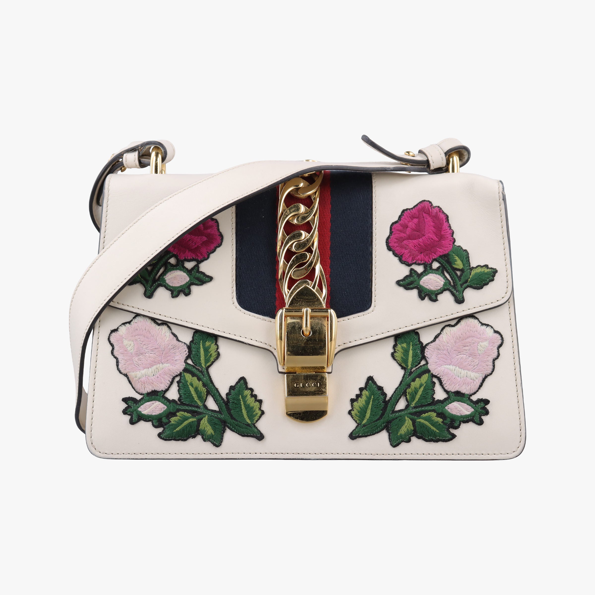 Pre-owned Gucci Sylvie White Leather 421882 shoulderbag | stylenewstar