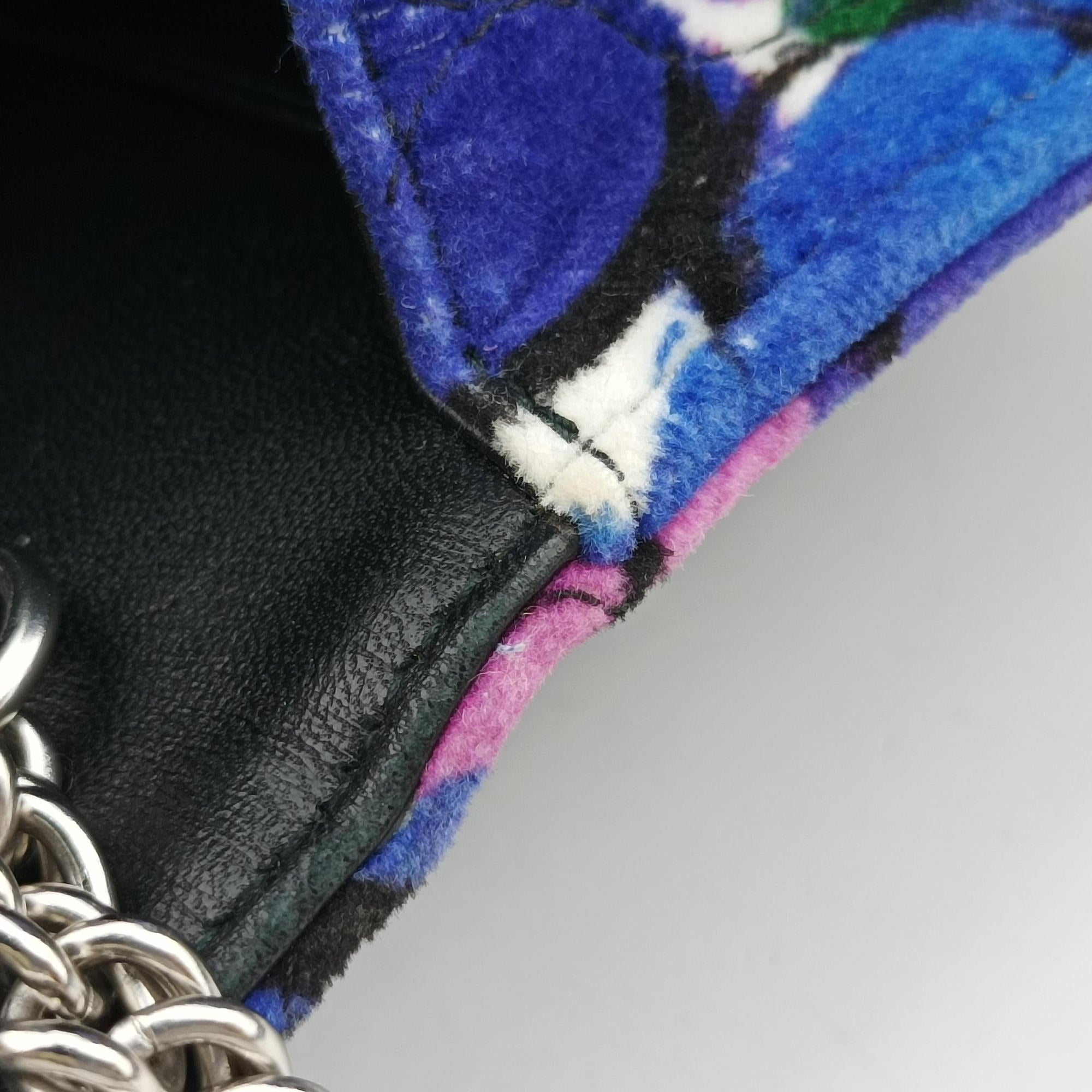 Pre-owned Balenciaga Floral Print BB Wallet Chain purple×Multicolour Velvet  shoulderbag | stylenewstar