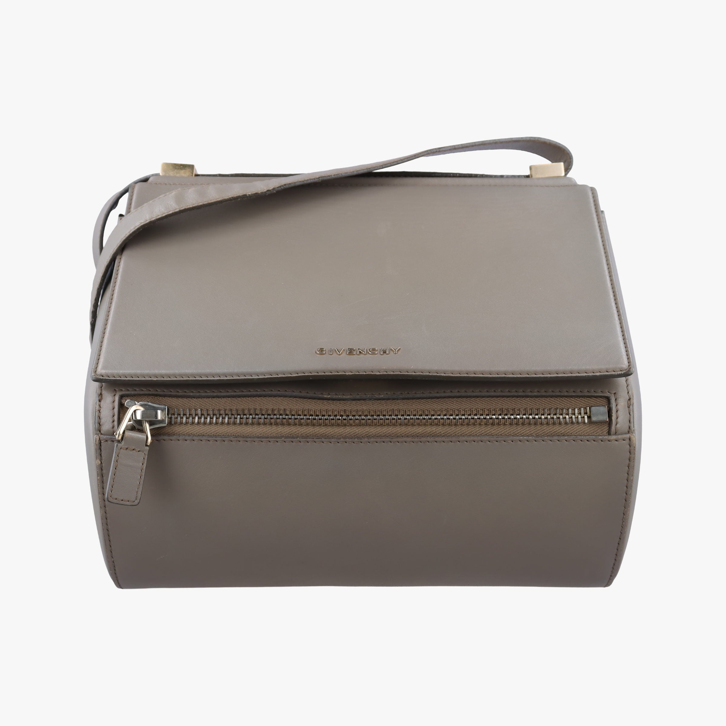 Pre-owned Givenchy Pandora Grey Leather  shoulderbag | stylenewstar