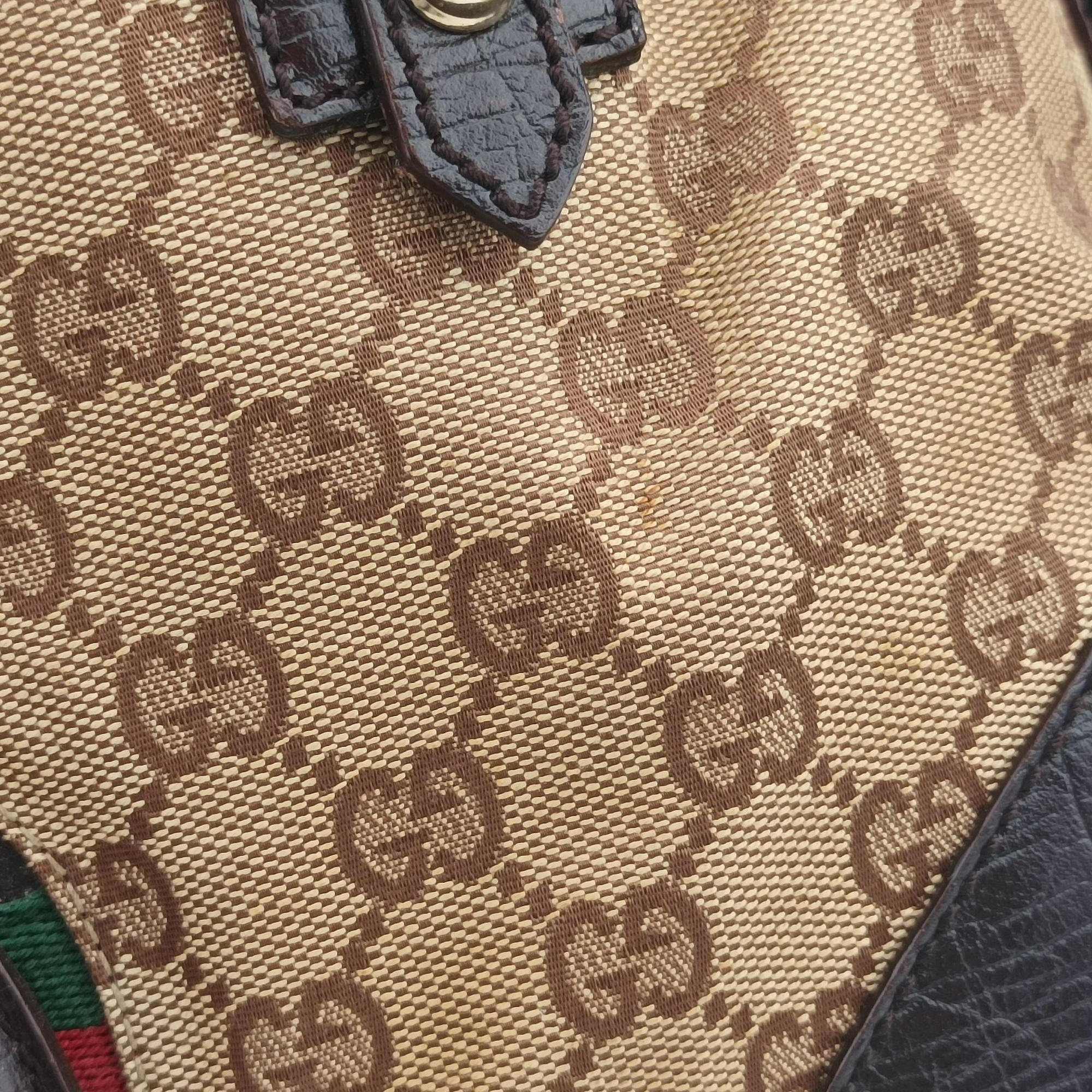 Vintage Gucci Horsebit Hasler beige×Brown canvas×leather 141503 handbag | stylenewstar
