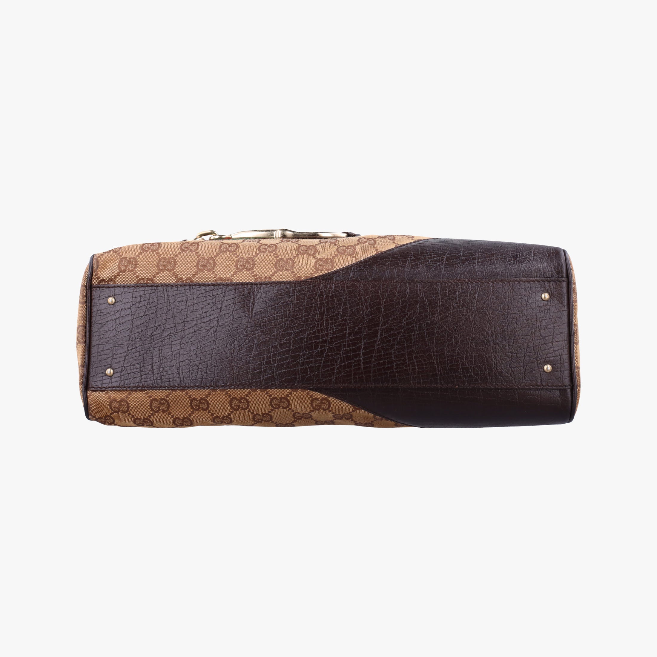 Vintage Gucci Horsebit Hasler beige×Brown canvas×leather 141503 handbag | stylenewstar