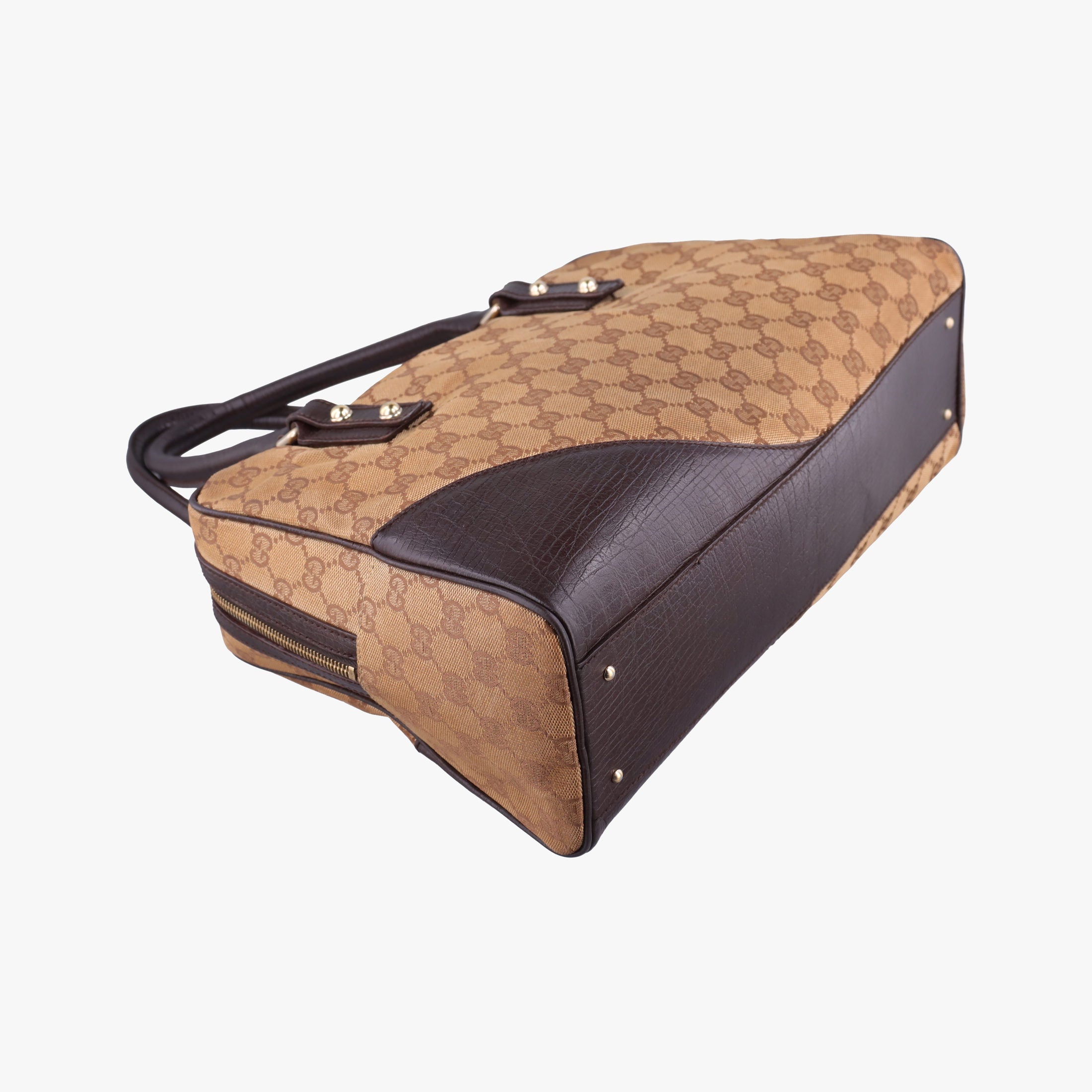 Vintage Gucci Horsebit Hasler beige×Brown canvas×leather 141503 handbag | stylenewstar