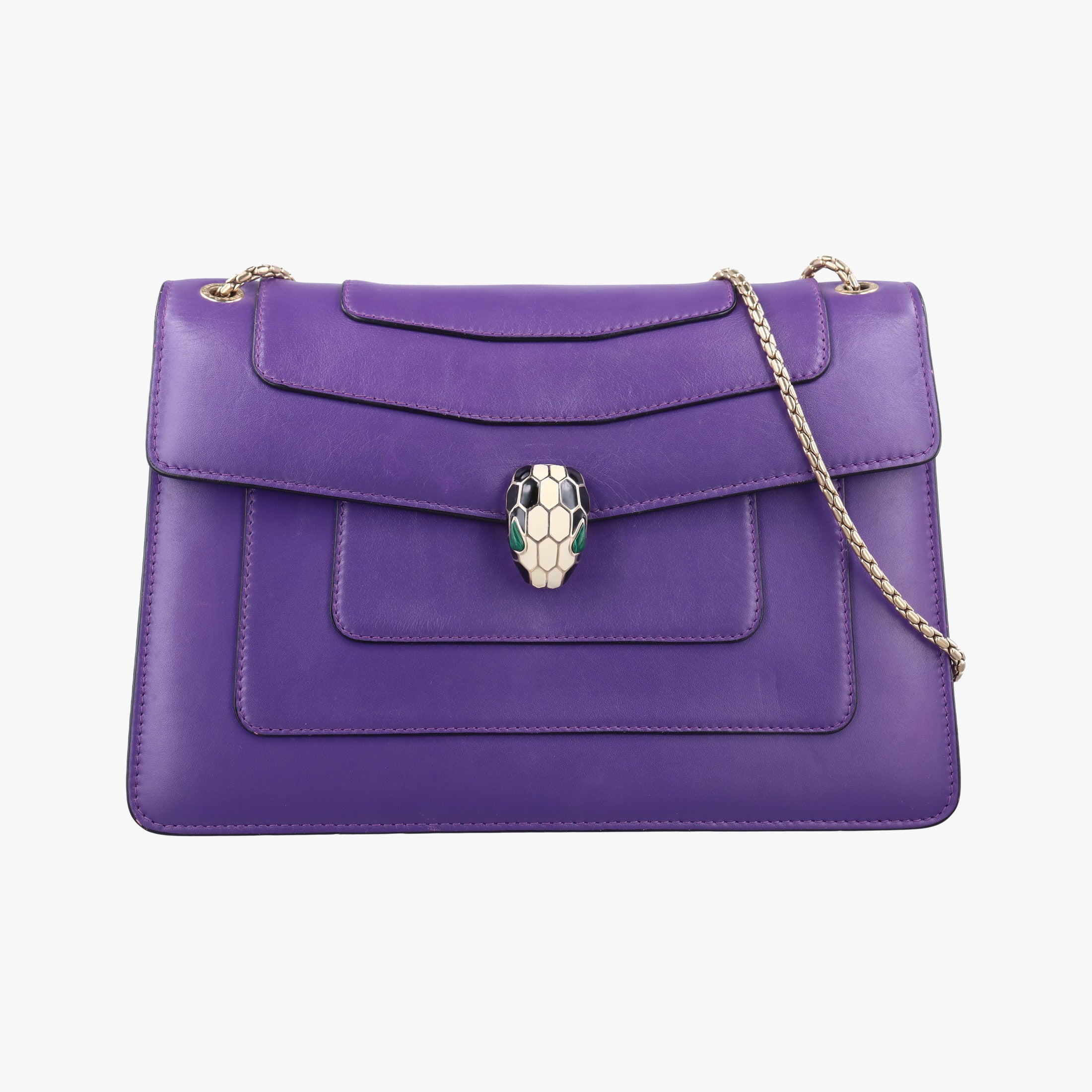 Pre-owned Bvlgari SERPENTI FOREVER Purple leather  shoulderbag | stylenewstar