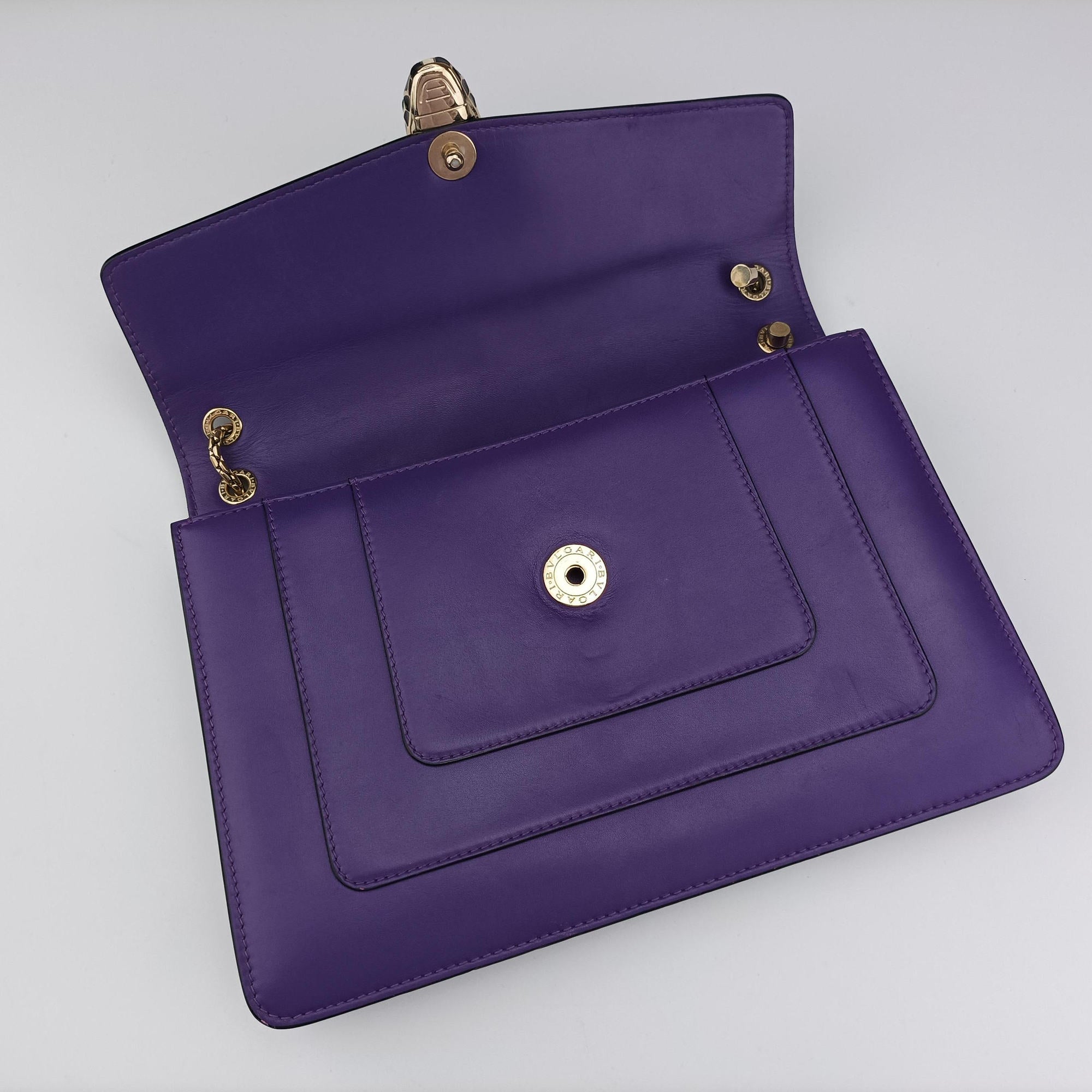 Pre-owned Bvlgari SERPENTI FOREVER Purple leather  shoulderbag | stylenewstar