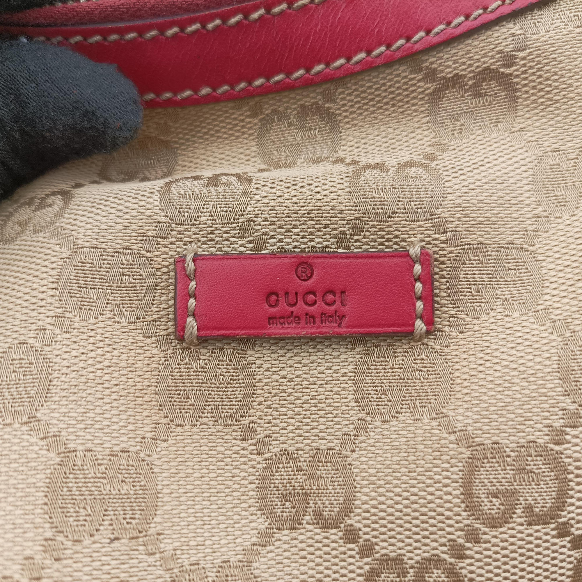 Secondhand Gucci Sherry Line Beige x Red Canvas×Leather 181092 shoulderbag | stylenewstar