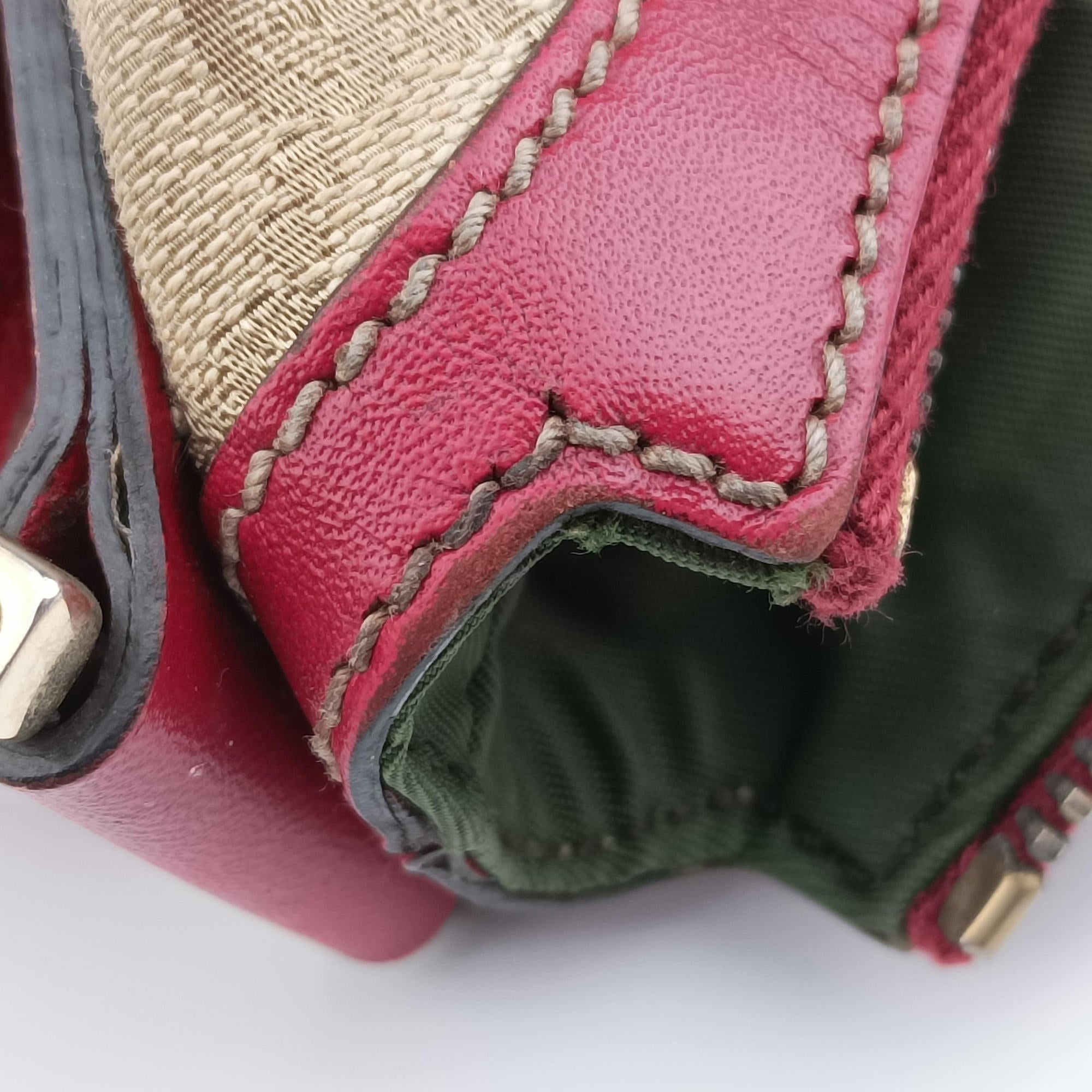 Secondhand Gucci Sherry Line Beige x Red Canvas×Leather 181092 shoulderbag | stylenewstar