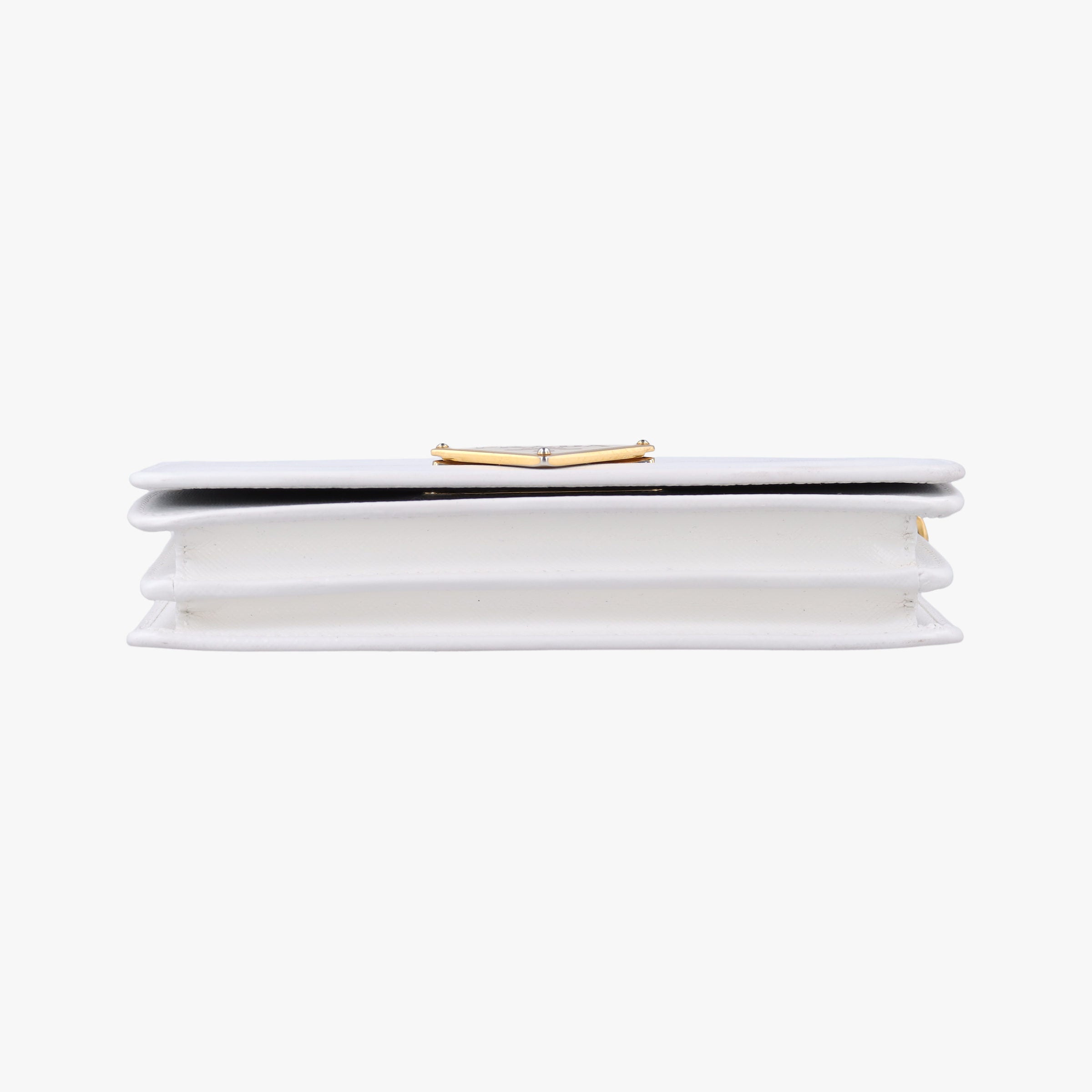 Pre-owned Prada triangle logo White SAFFIANO Leather 1BP006 shoulderbag | stylenewstar