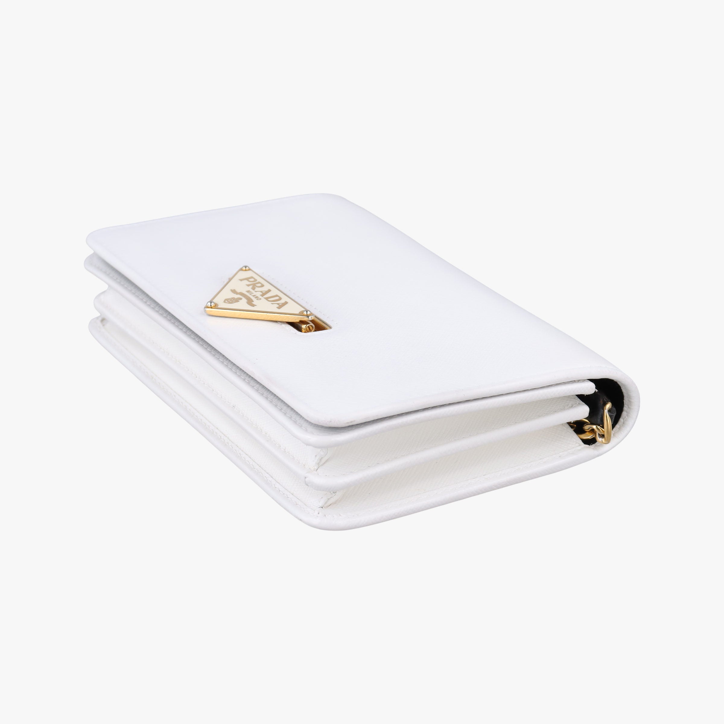 Pre-owned Prada triangle logo White SAFFIANO Leather 1BP006 shoulderbag | stylenewstar