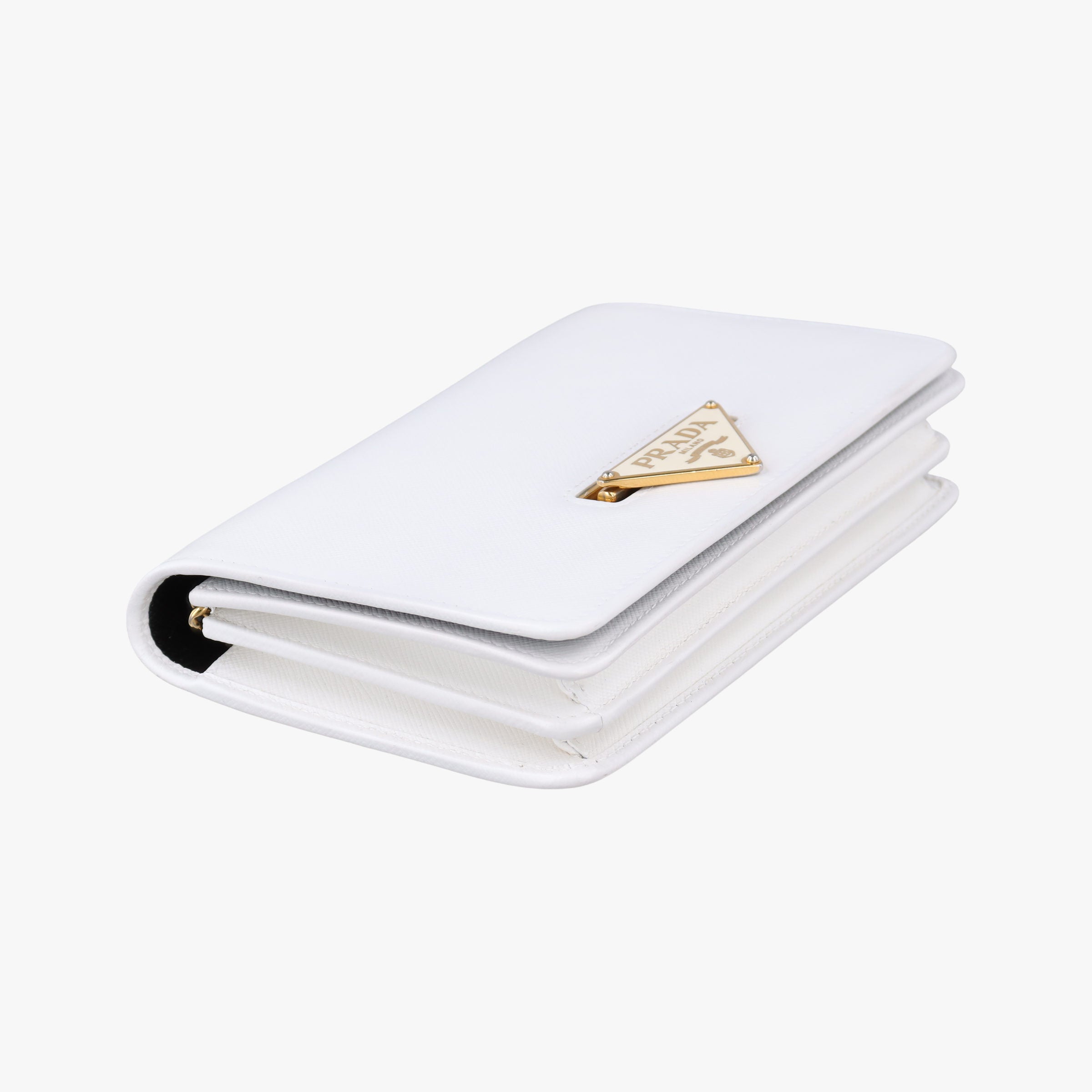 Pre-owned Prada triangle logo White SAFFIANO Leather 1BP006 shoulderbag | stylenewstar