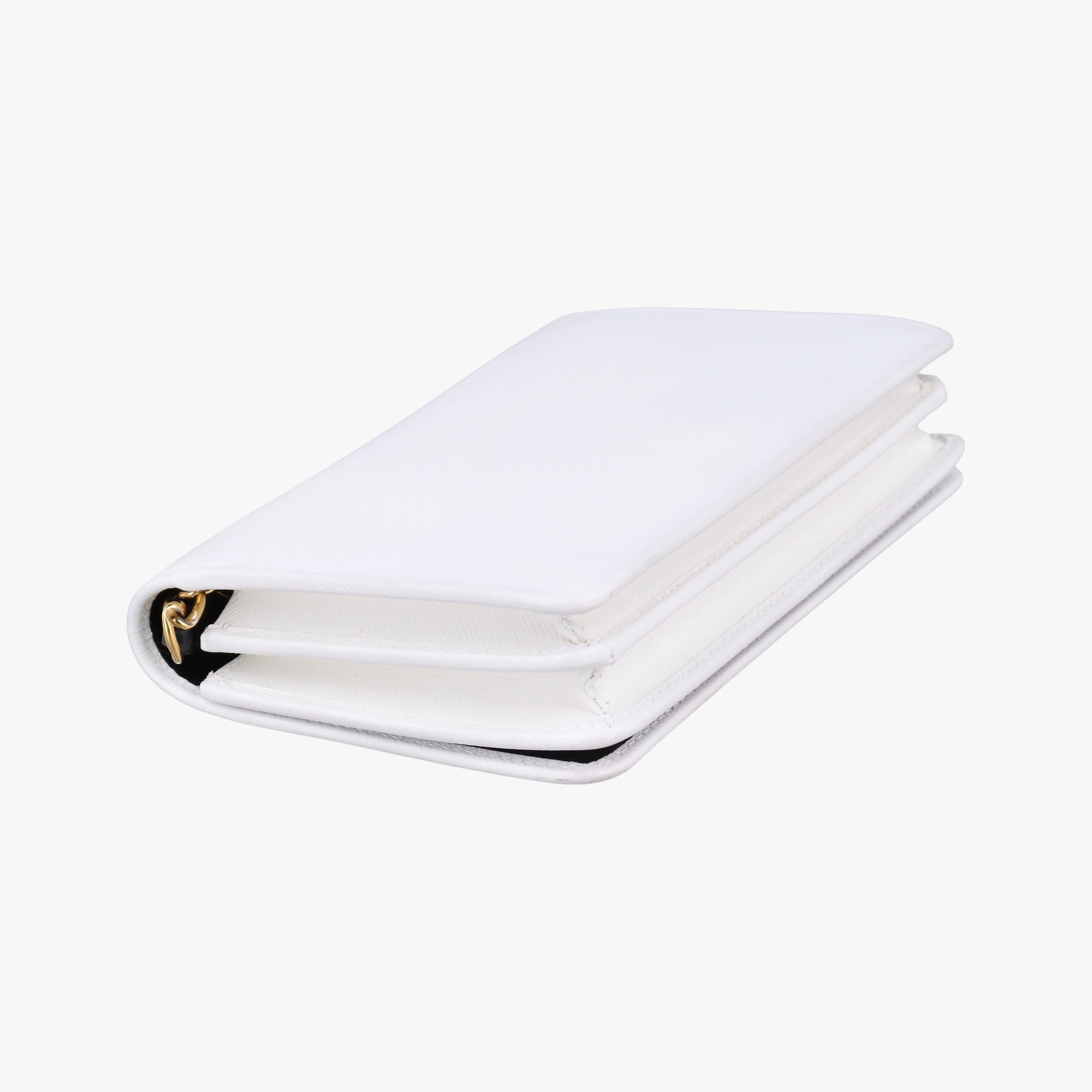 Pre-owned Prada triangle logo White SAFFIANO Leather 1BP006 shoulderbag | stylenewstar