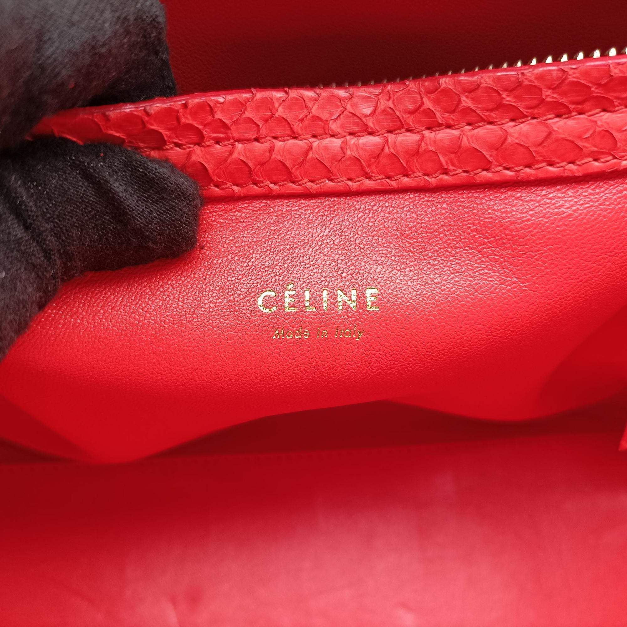 Vintage Celine Phantom Luggage Python Red snakeskin  handbag | stylenewstar