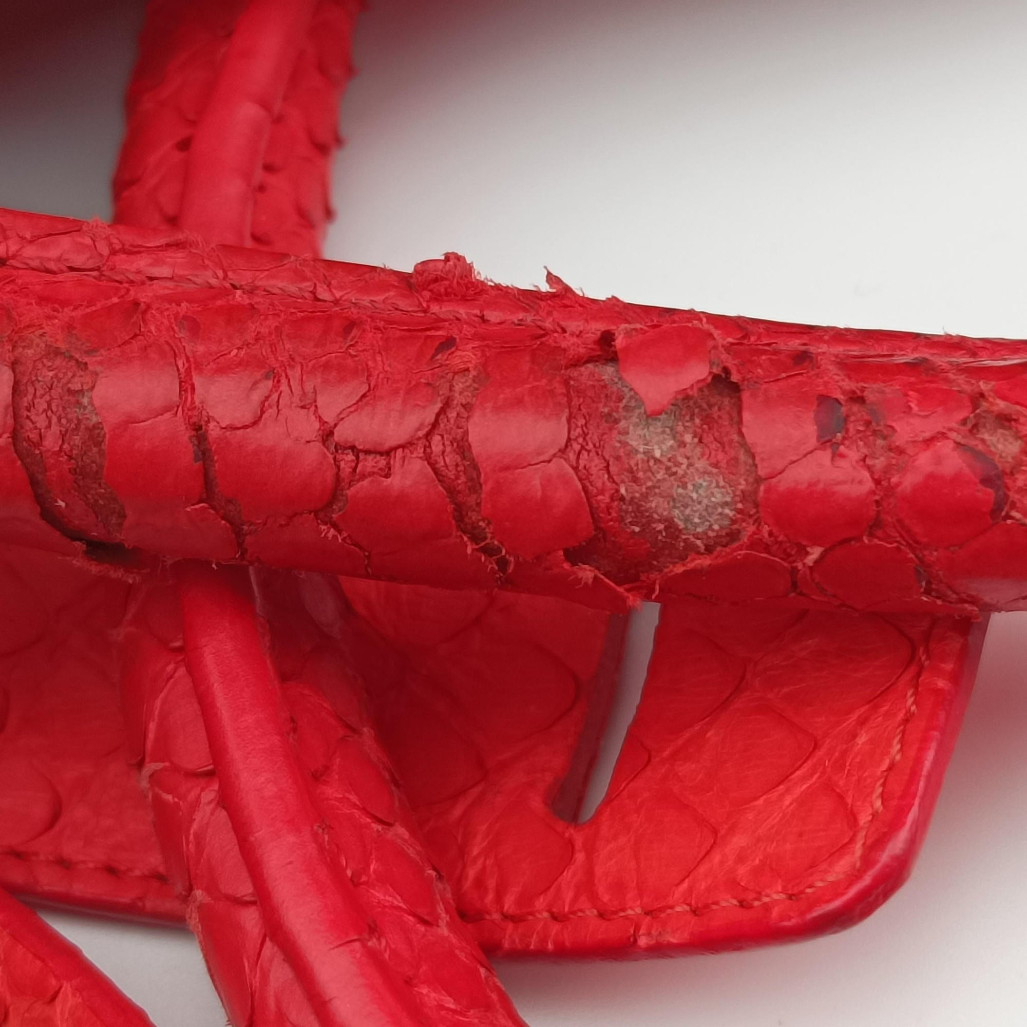 Vintage Celine Phantom Luggage Python Red snakeskin  handbag | stylenewstar