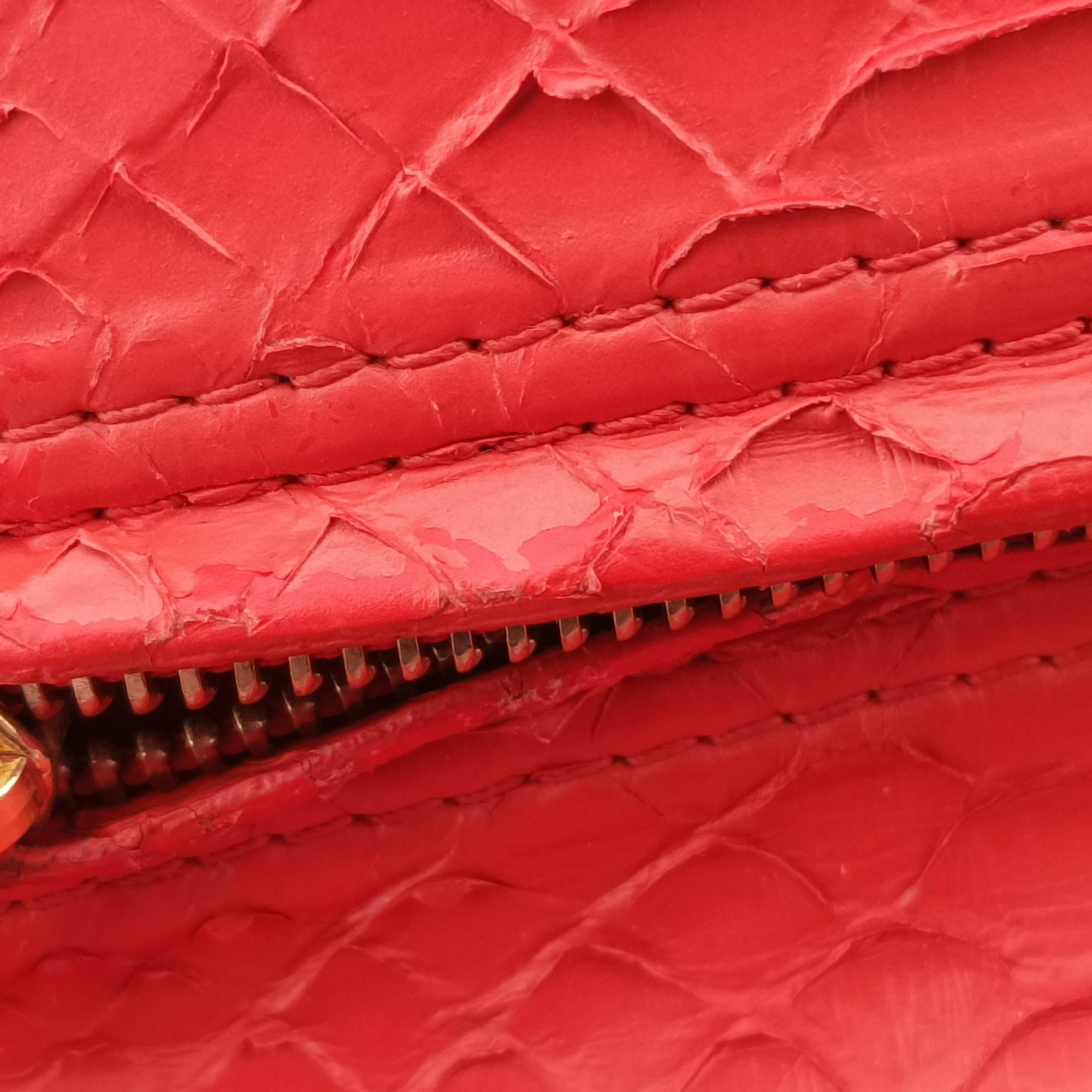 Vintage Celine Phantom Luggage Python Red snakeskin  handbag | stylenewstar