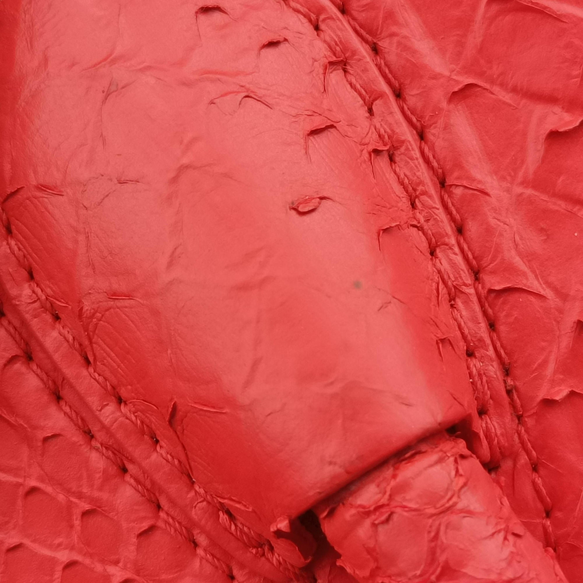 Vintage Celine Phantom Luggage Python Red snakeskin  handbag | stylenewstar