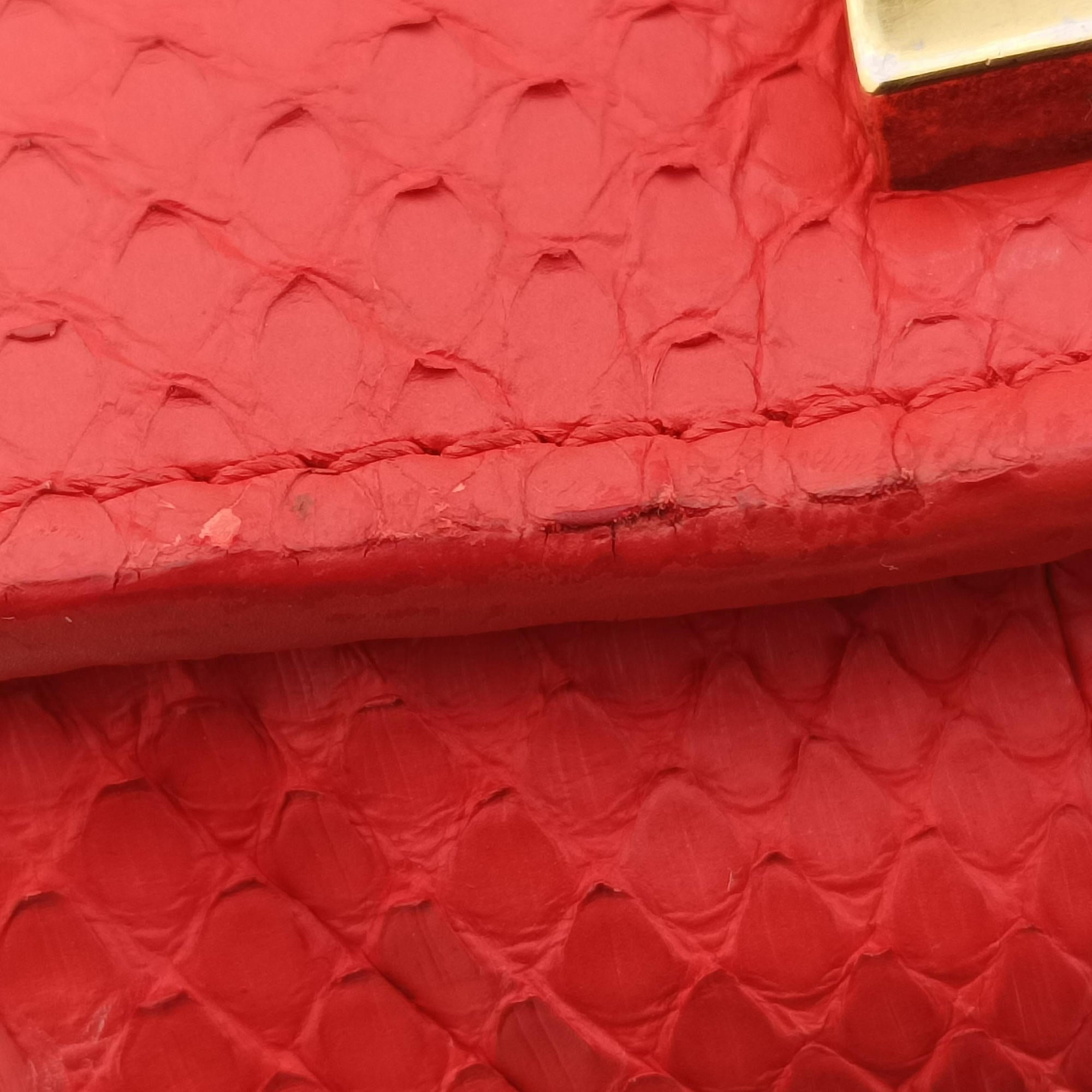 Vintage Celine Phantom Luggage Python Red snakeskin  handbag | stylenewstar