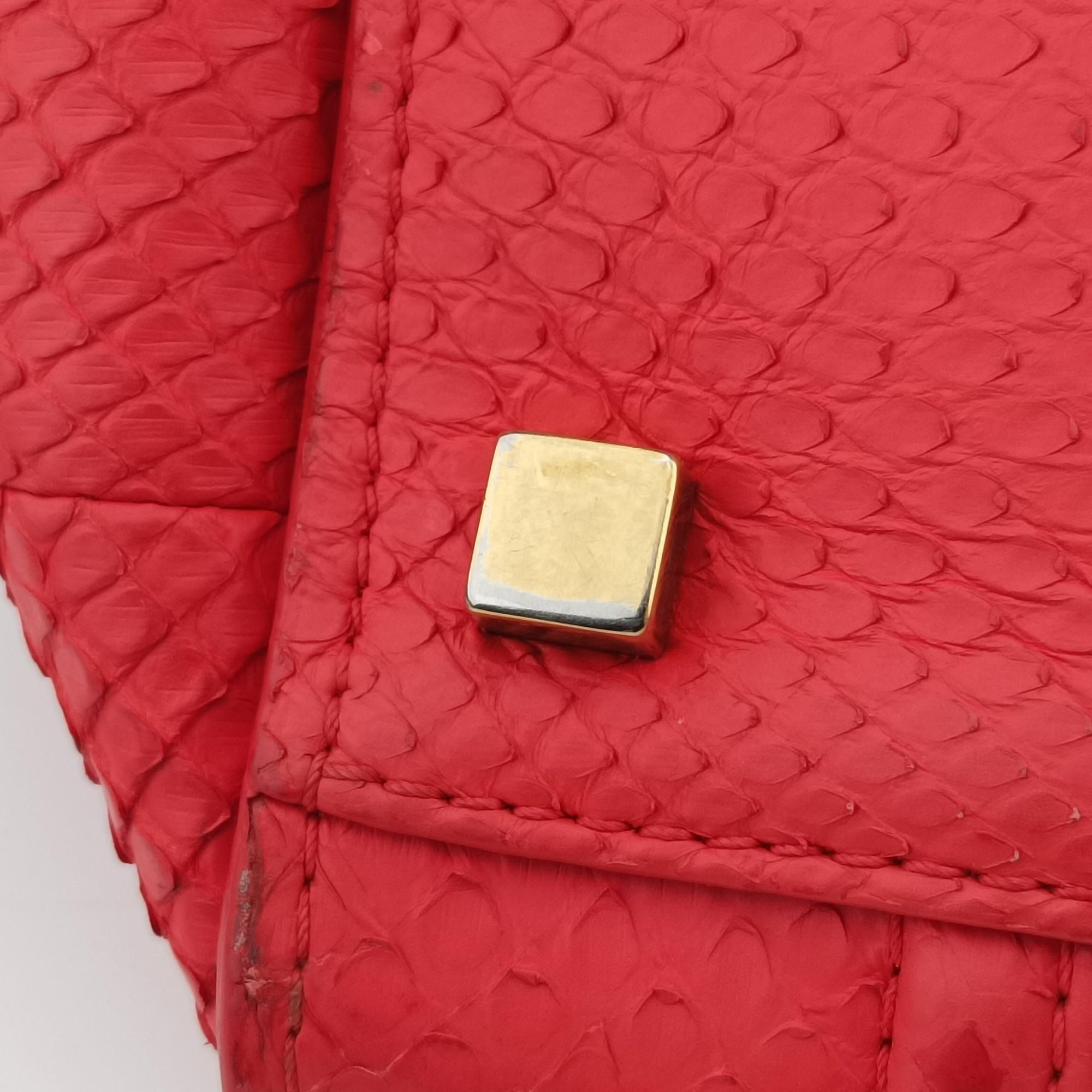 Vintage Celine Phantom Luggage Python Red snakeskin  handbag | stylenewstar