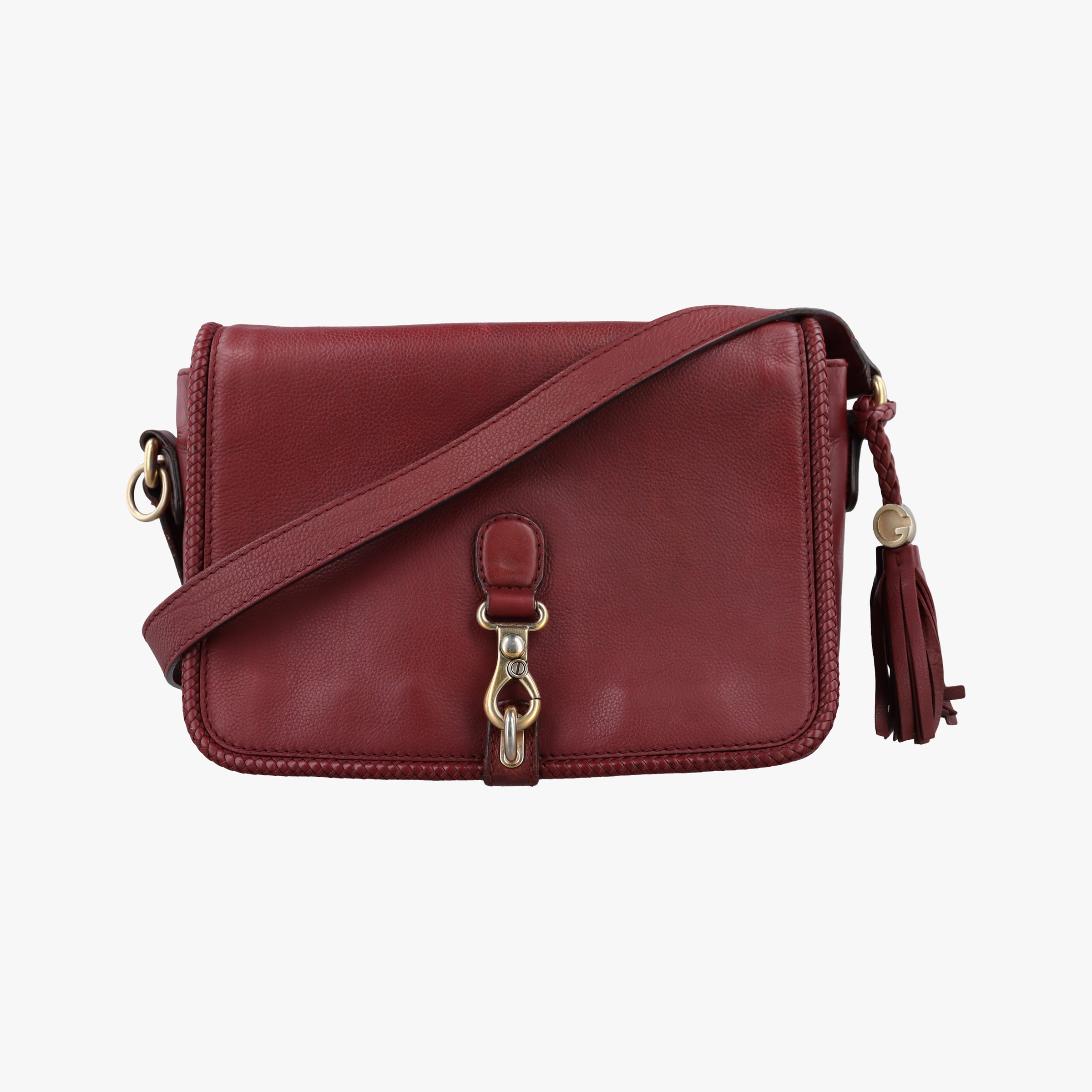 Pre-owned Gucci Marrakech Messenger burgundy Leather 257024 shoulderbag | stylenewstar