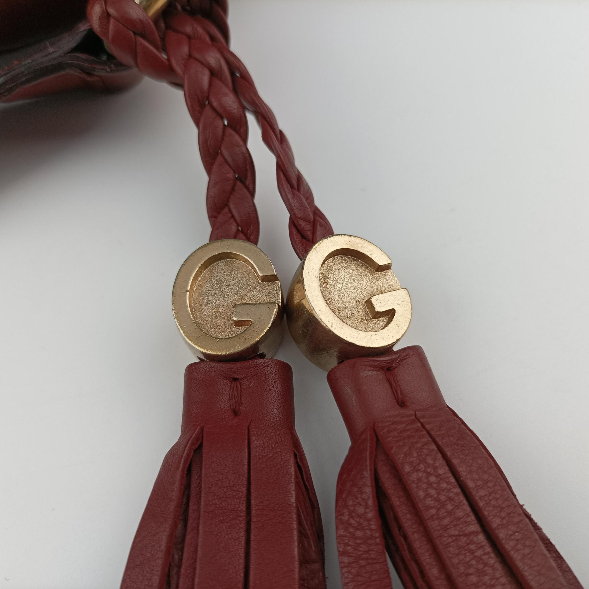 Pre-owned Gucci Marrakech Messenger burgundy Leather 257024 shoulderbag | stylenewstar