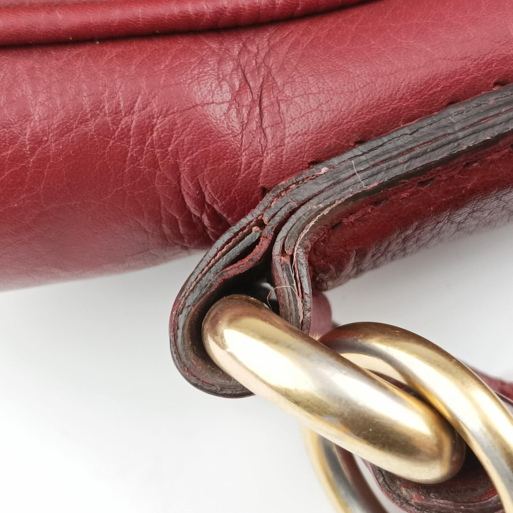 Pre-owned Gucci Marrakech Messenger burgundy Leather 257024 shoulderbag | stylenewstar