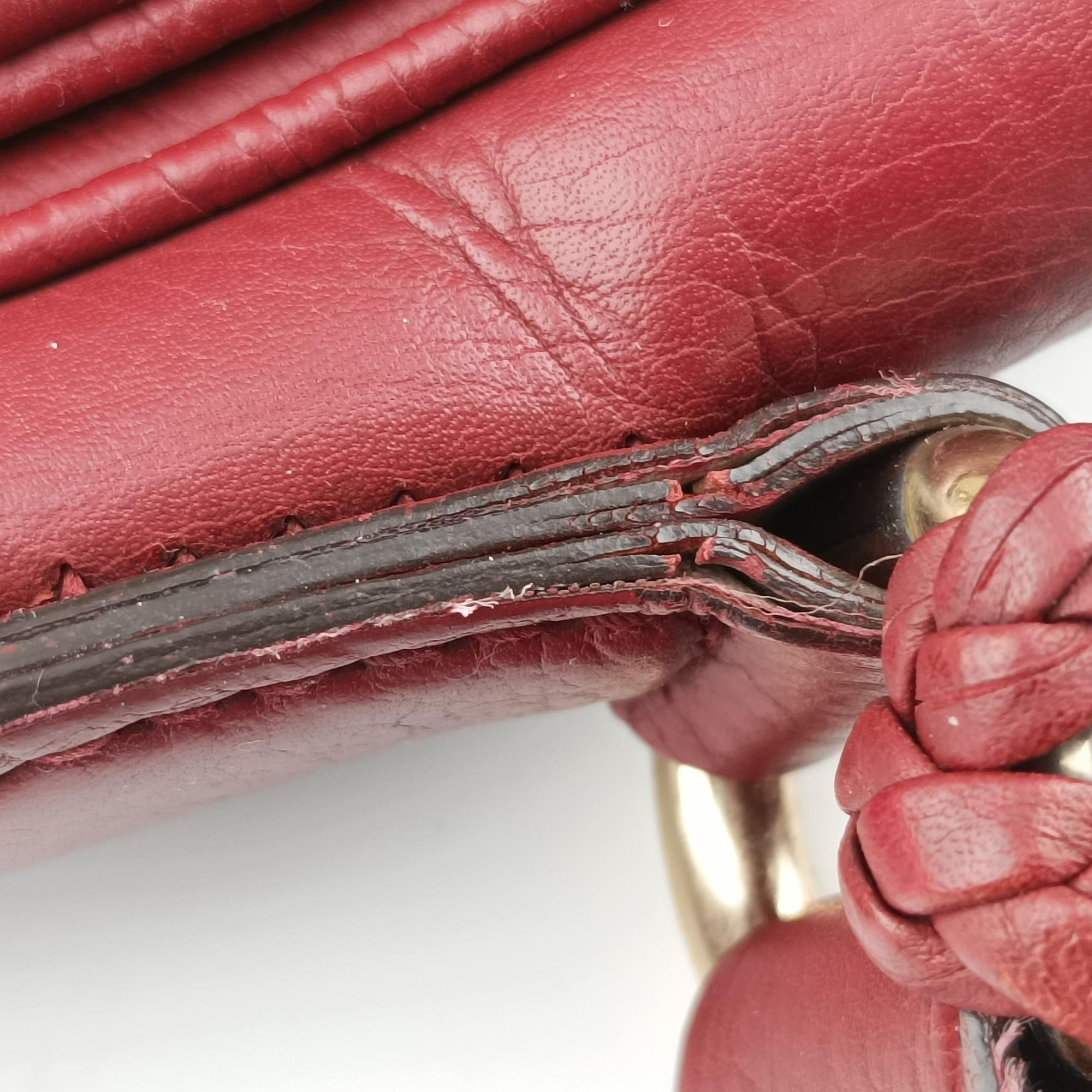 Pre-owned Gucci Marrakech Messenger burgundy Leather 257024 shoulderbag | stylenewstar