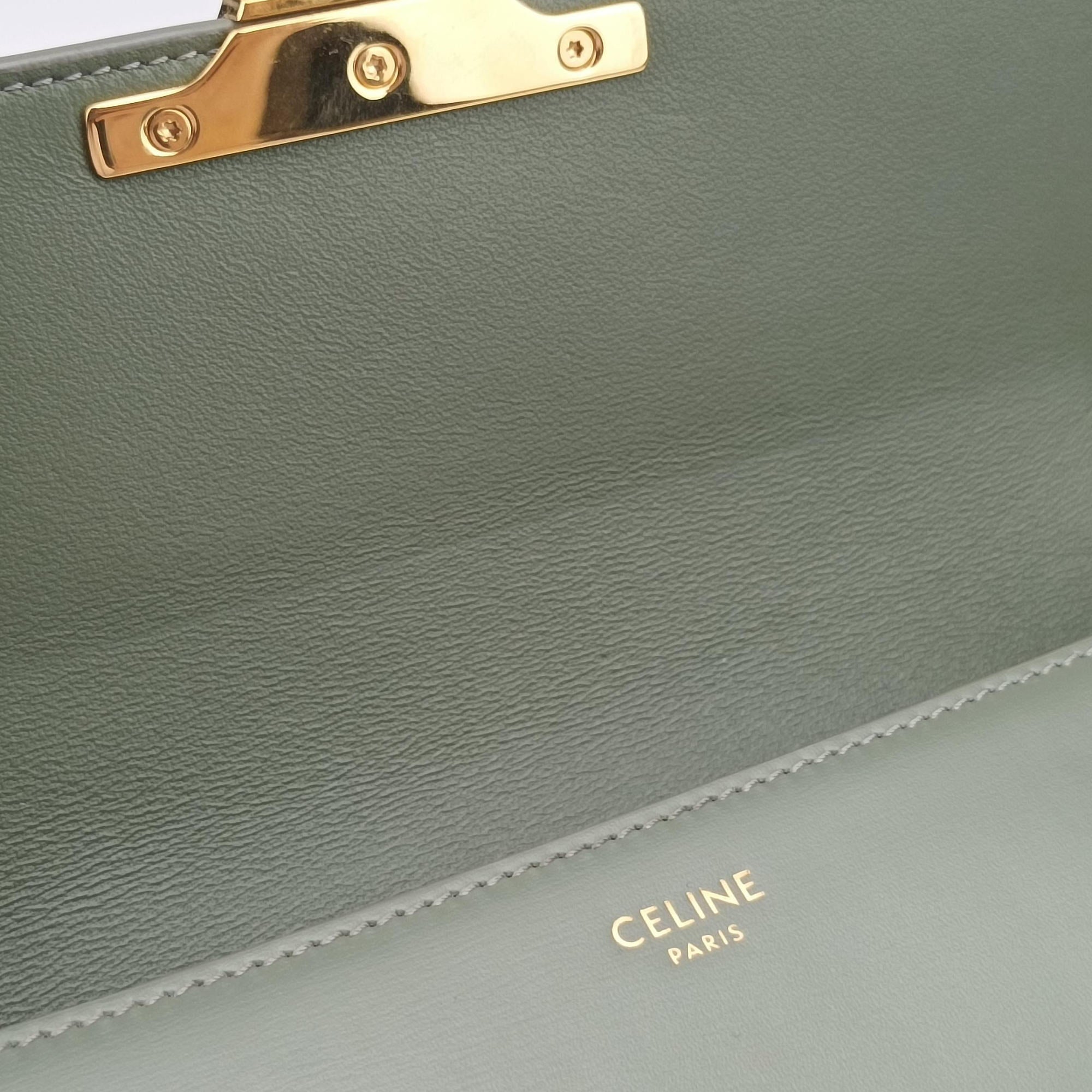 Pre-owned Celine Claude Triomphe Green Leather  shoulderbag | stylenewstar