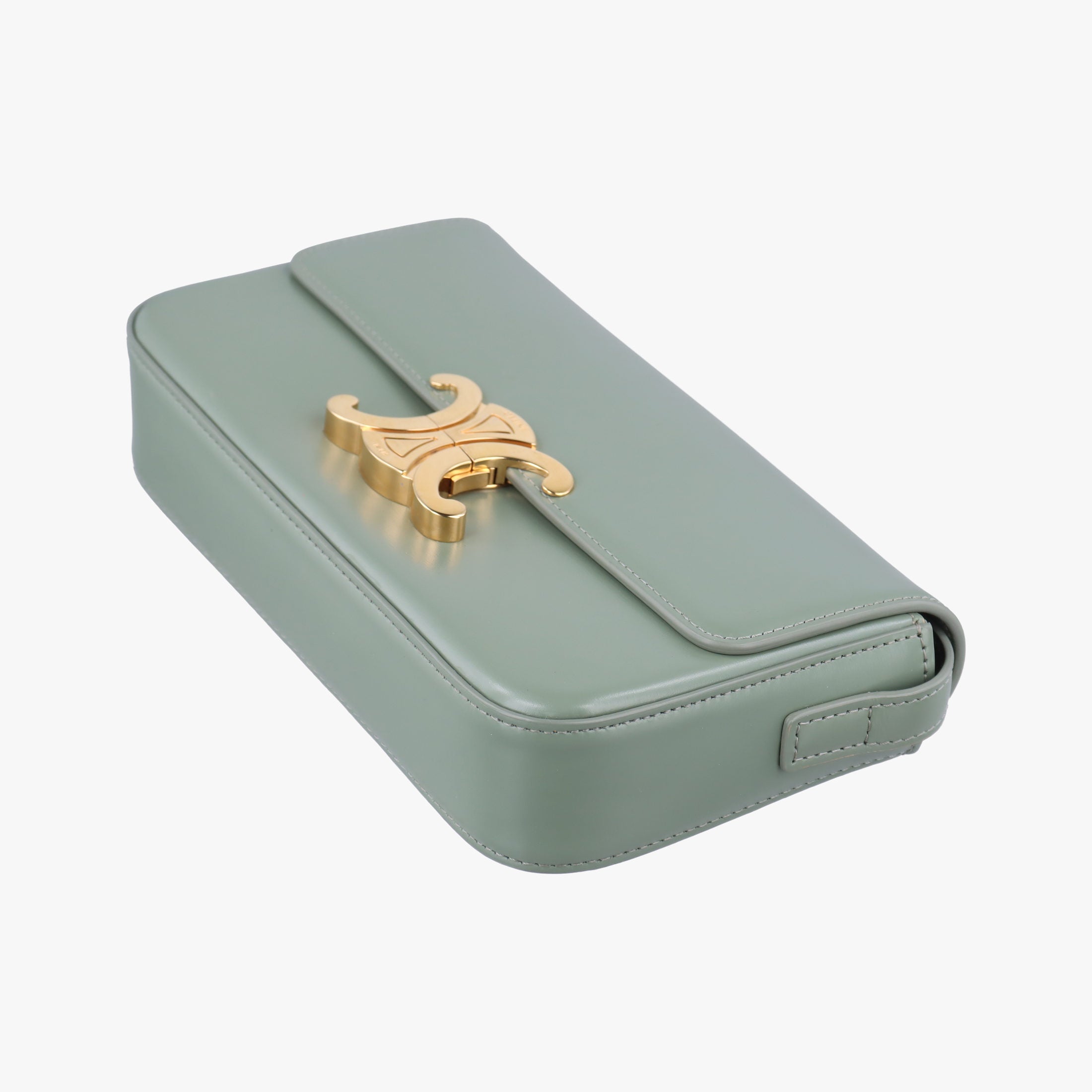 Pre-owned Celine Claude Triomphe Green Leather  shoulderbag | stylenewstar
