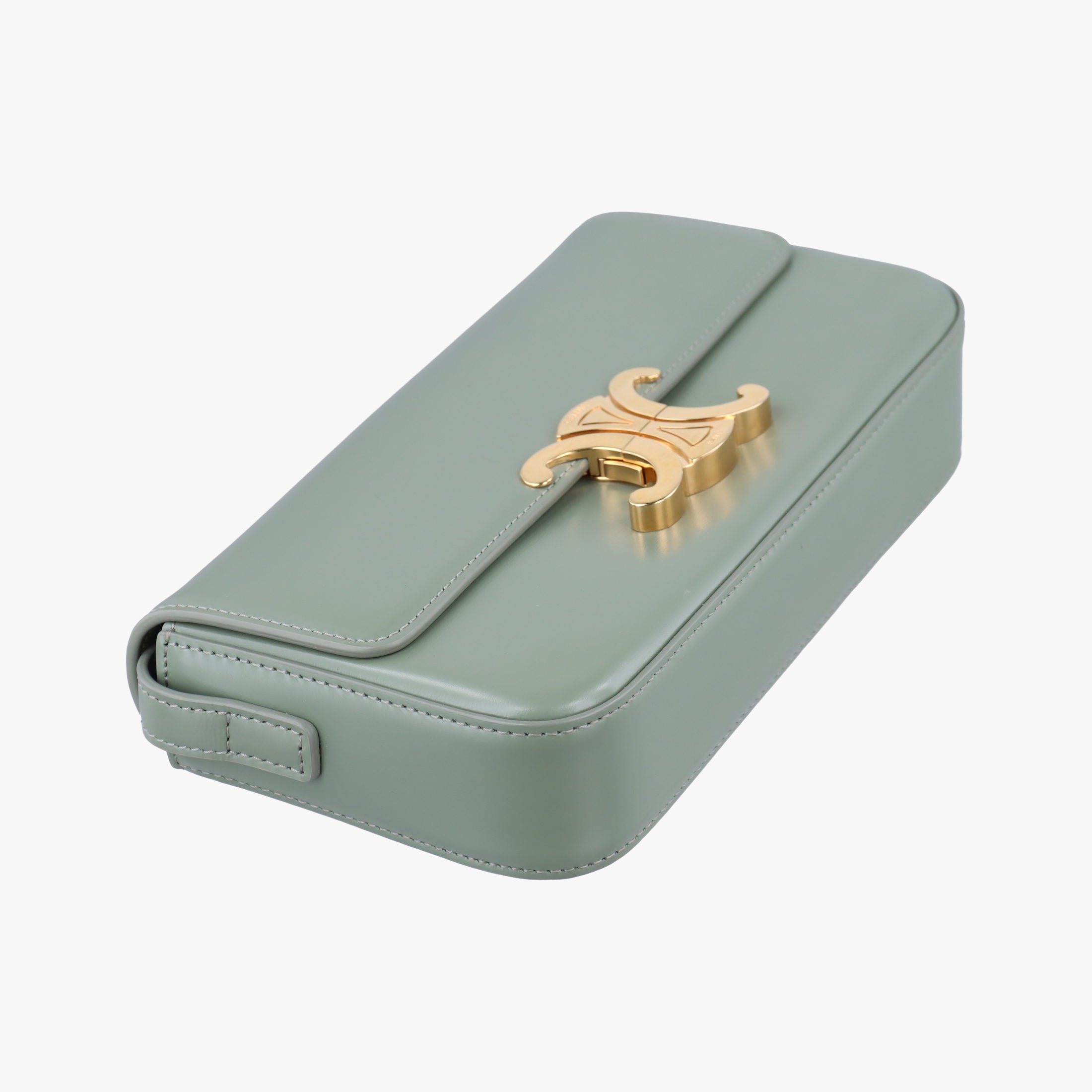 Pre-owned Celine Claude Triomphe Green Leather  shoulderbag | stylenewstar