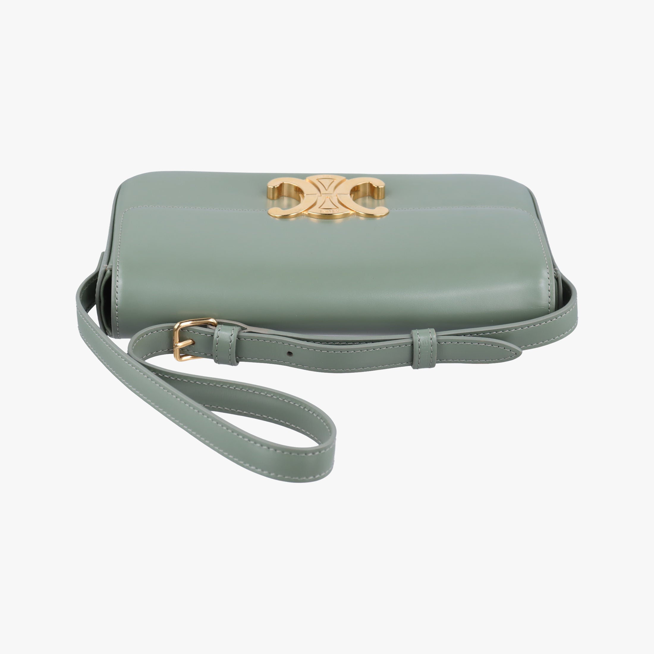 Pre-owned Celine Claude Triomphe Green Leather  shoulderbag | stylenewstar