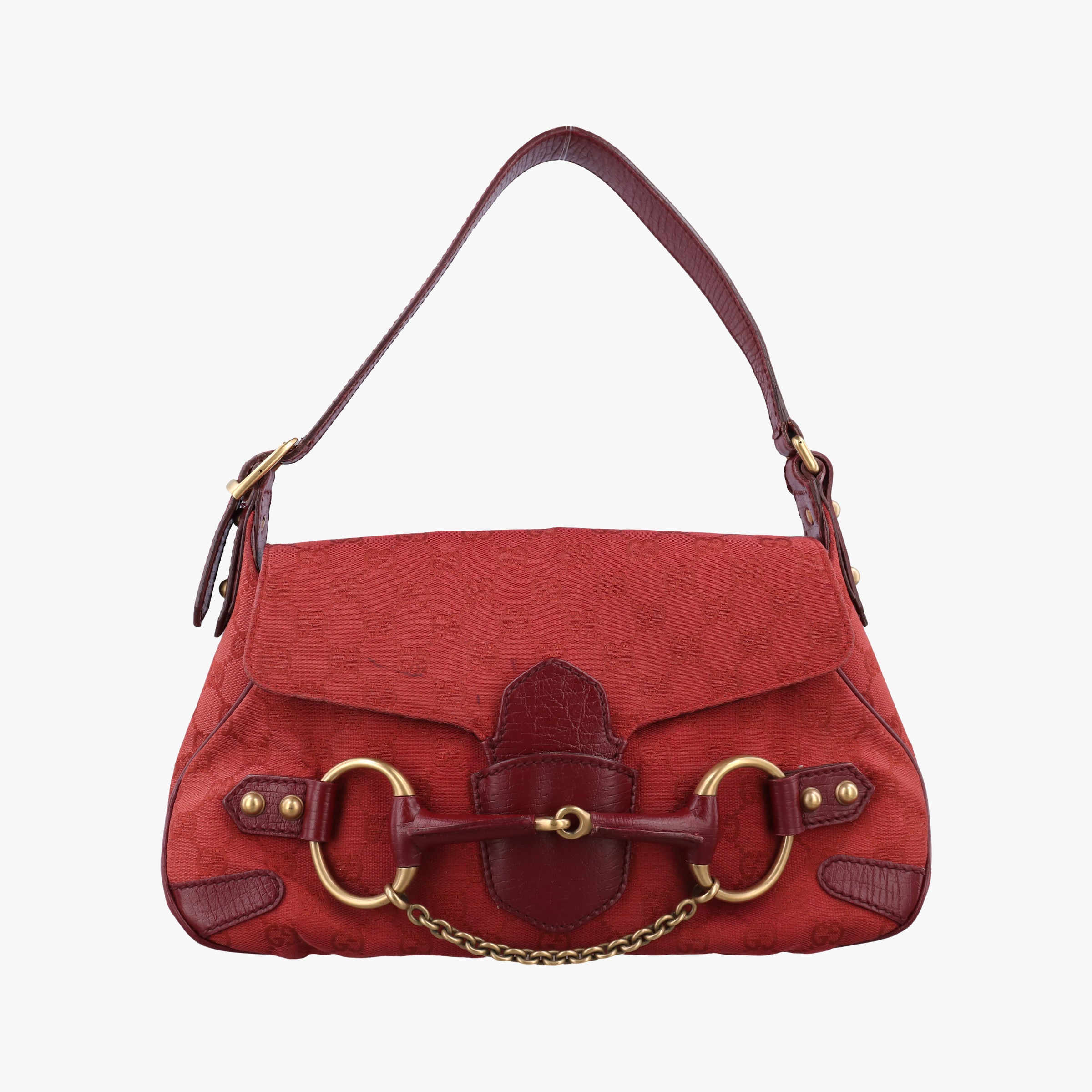 Pre-owned Gucci Horsebit Red canvas×Leather 114915 handbag | stylenewstar
