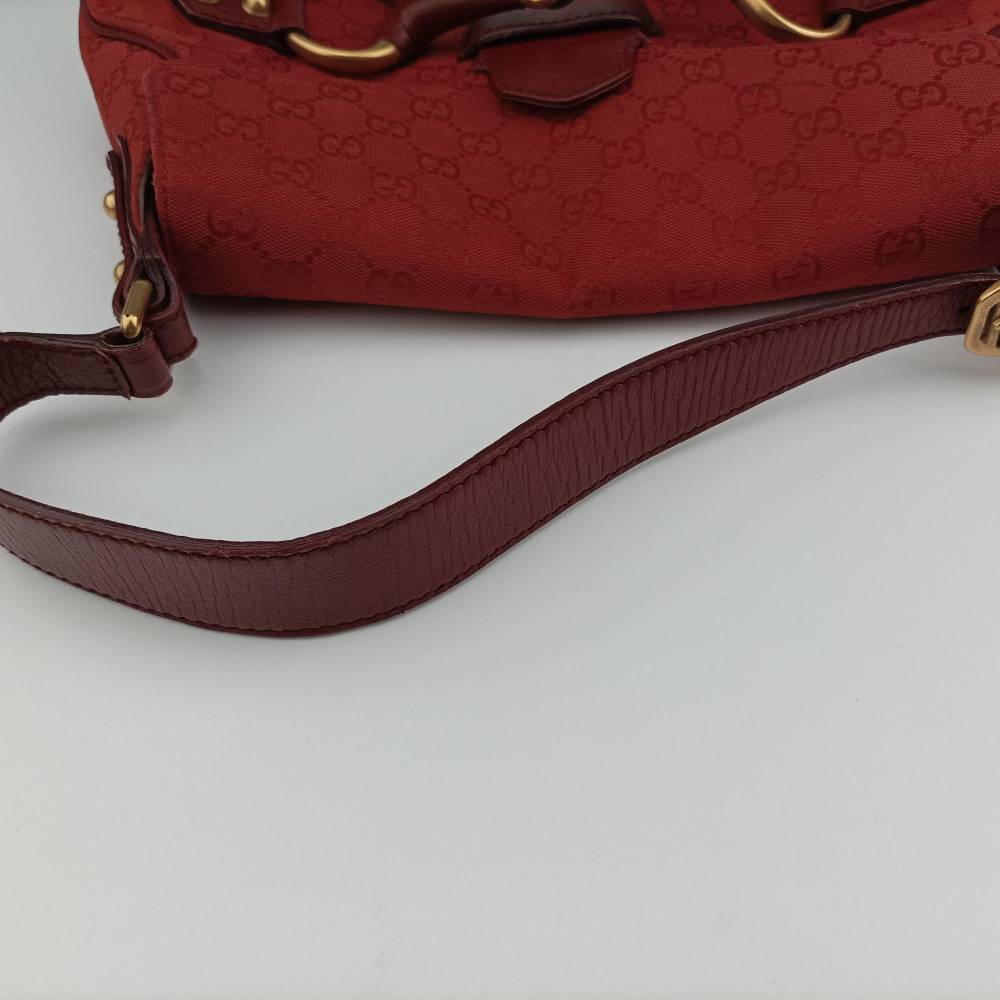 Pre-owned Gucci Horsebit Red canvas×Leather 114915 handbag | stylenewstar
