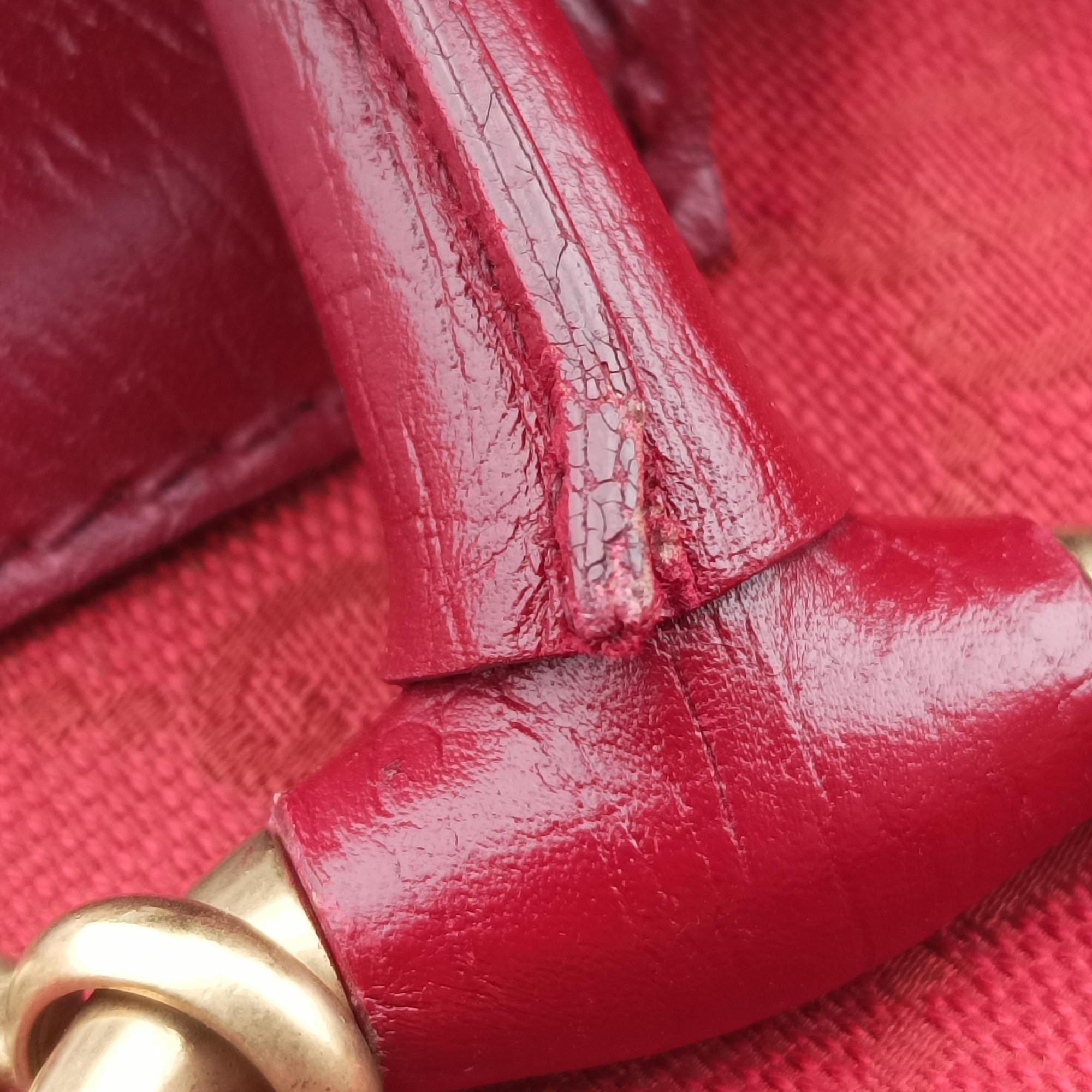 Pre-owned Gucci Horsebit Red canvas×Leather 114915 handbag | stylenewstar