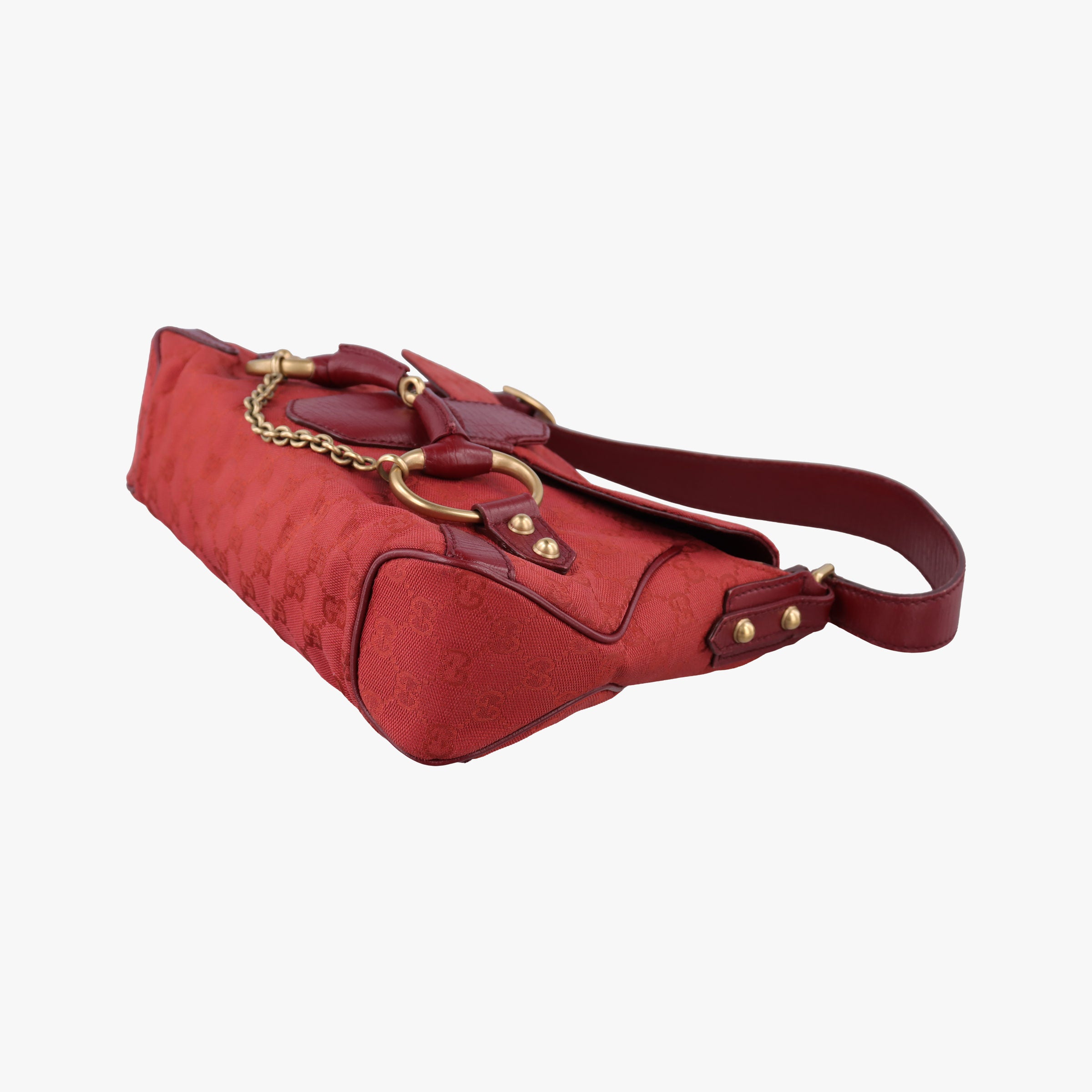 Pre-owned Gucci Horsebit Red canvas×Leather 114915 handbag | stylenewstar