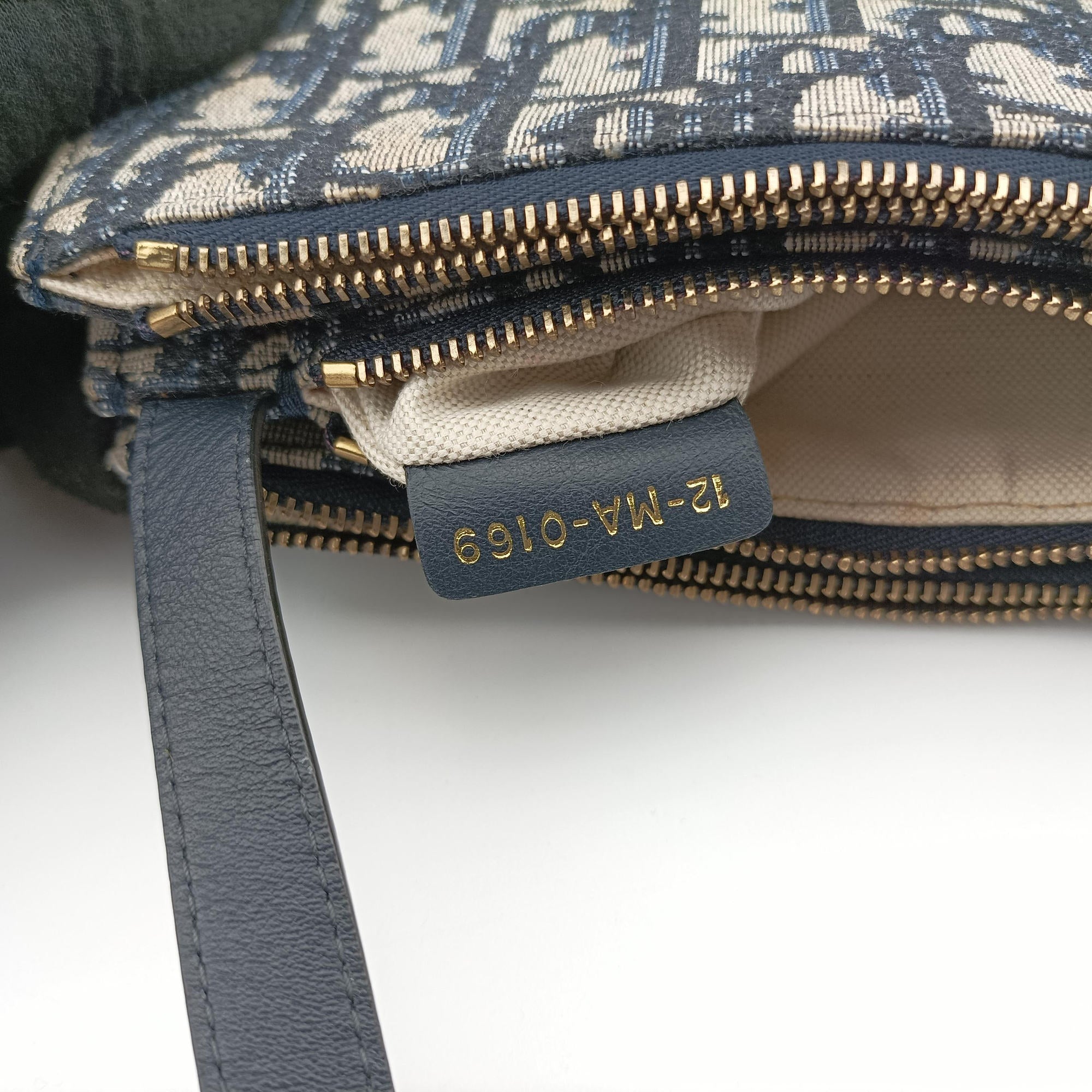 Pre-owned Christian Dior Saddle Navy×Gray Jacquard  shoulderbag | stylenewstar
