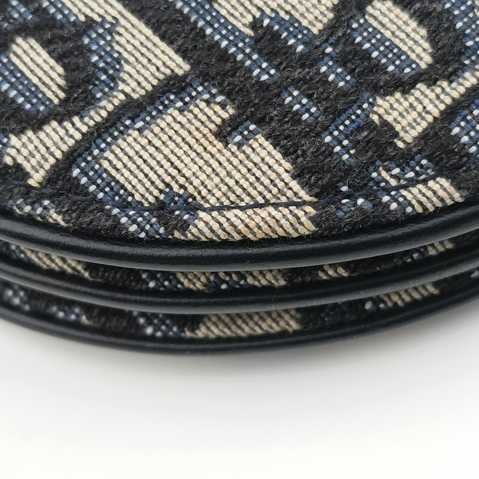 Pre-owned Christian Dior Saddle Navy×Gray Jacquard  shoulderbag | stylenewstar