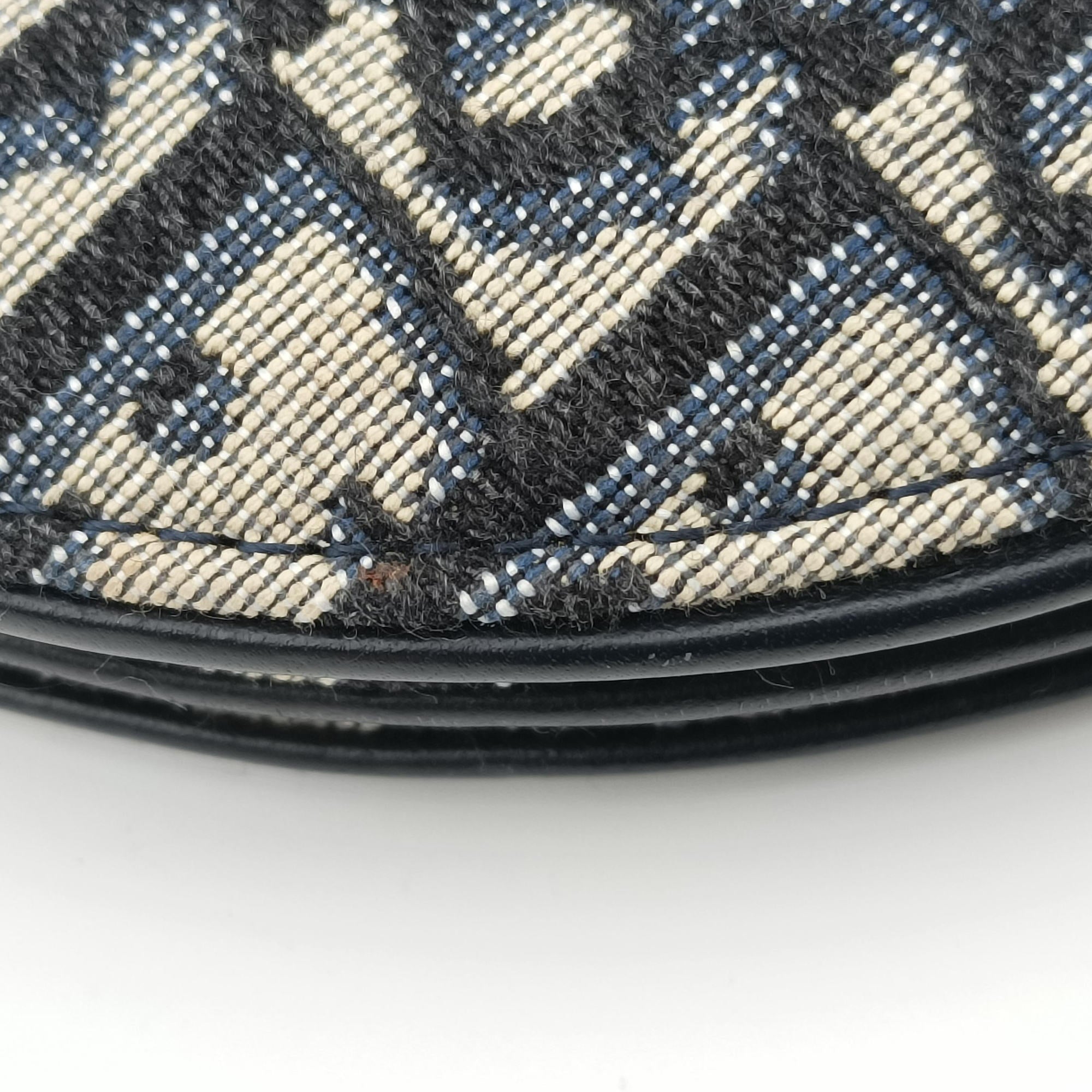 Pre-owned Christian Dior Saddle Navy×Gray Jacquard  shoulderbag | stylenewstar