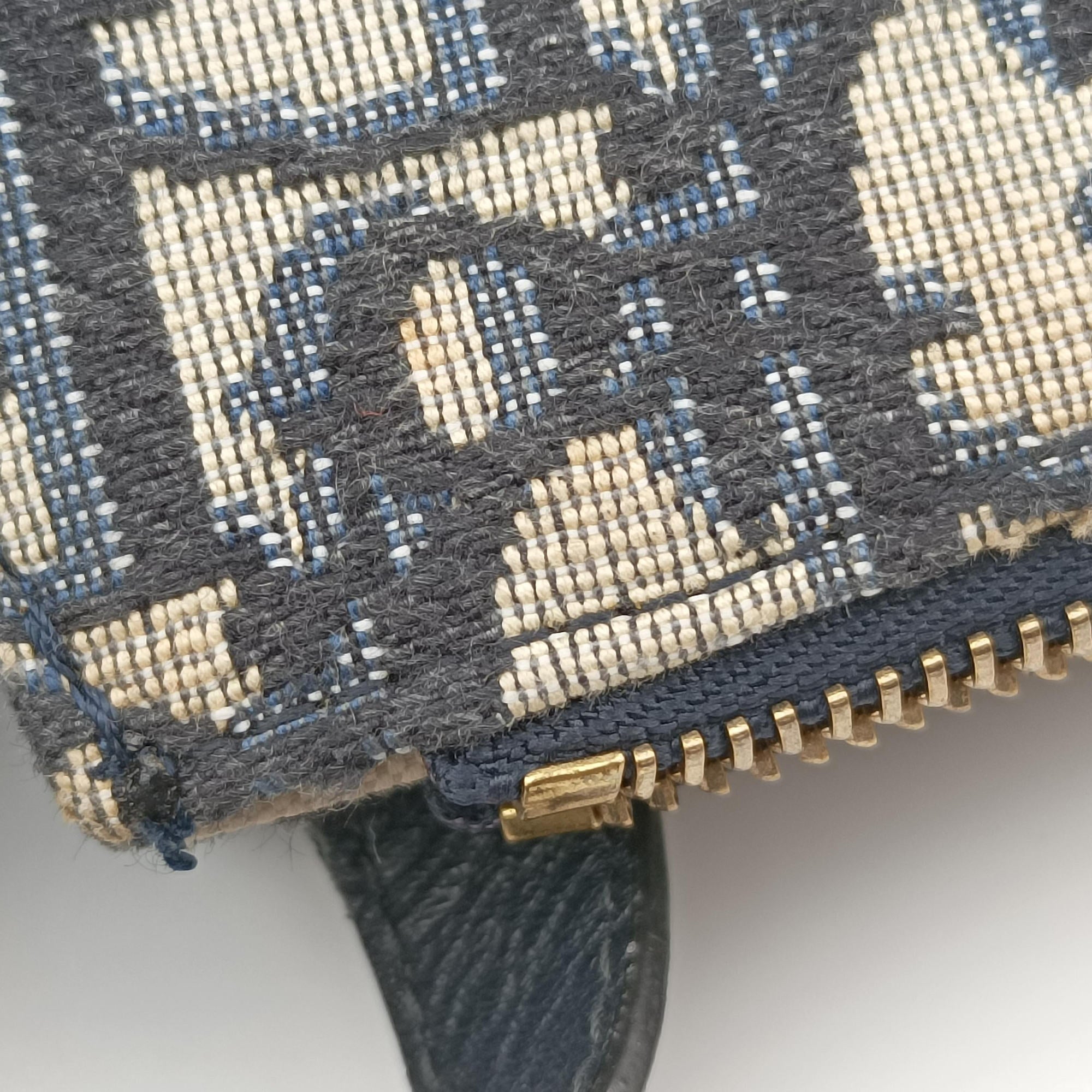 Pre-owned Christian Dior Saddle Navy×Gray Jacquard  shoulderbag | stylenewstar