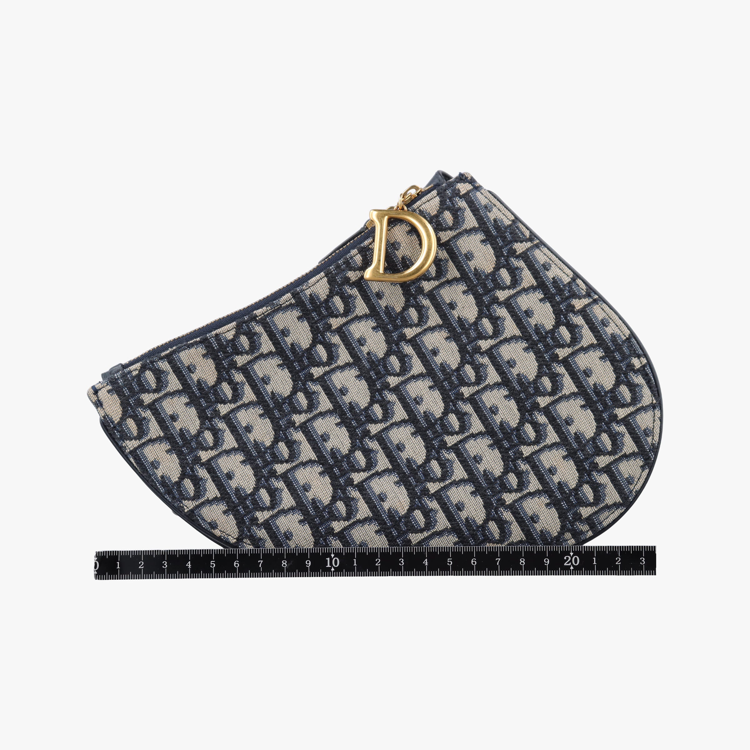 Pre-owned Christian Dior Saddle Navy×Gray Jacquard  shoulderbag | stylenewstar