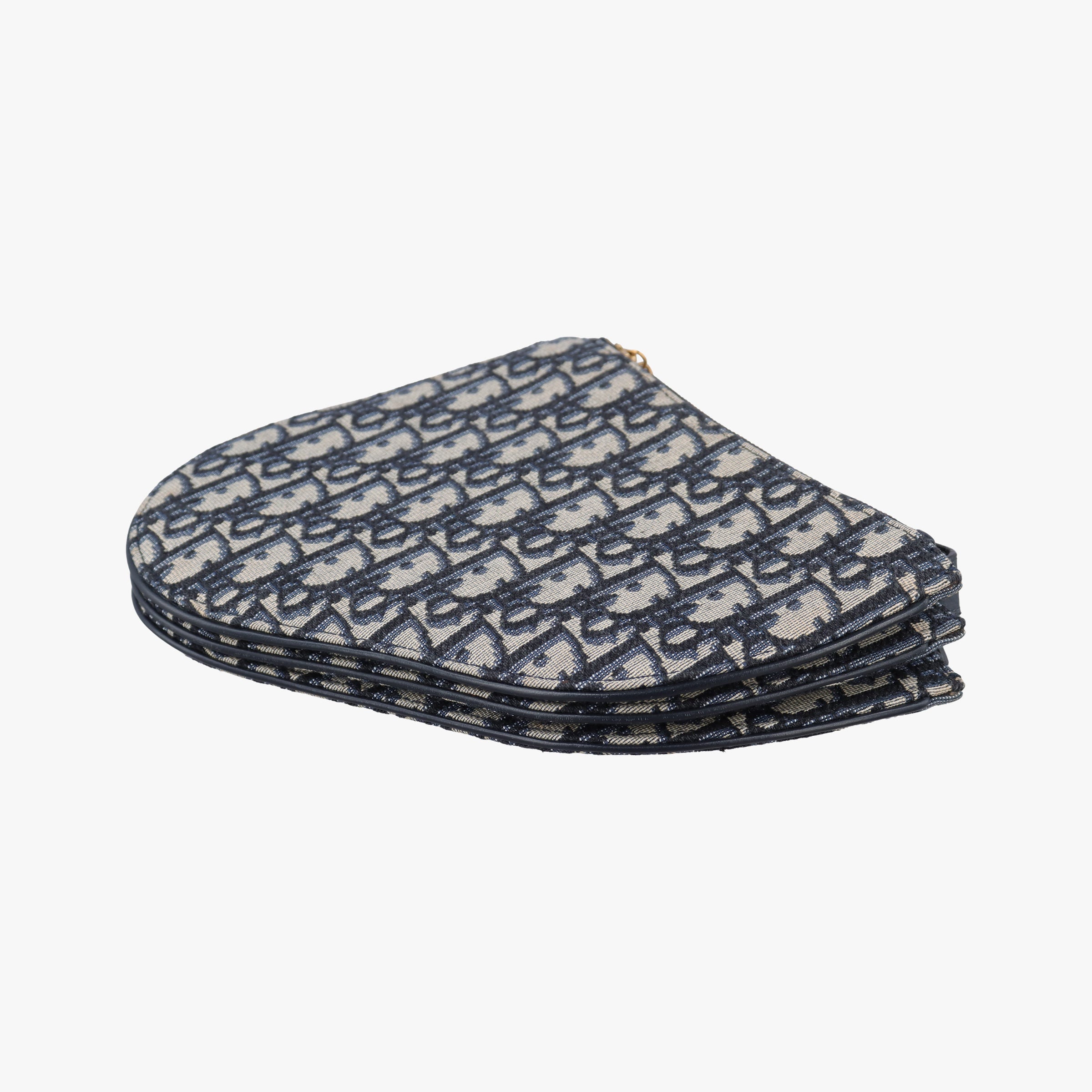 Pre-owned Christian Dior Saddle Navy×Gray Jacquard  shoulderbag | stylenewstar