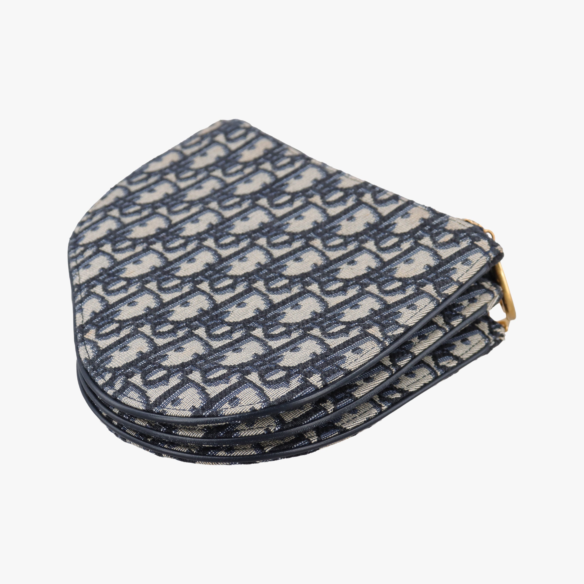 Pre-owned Christian Dior Saddle Navy×Gray Jacquard  shoulderbag | stylenewstar