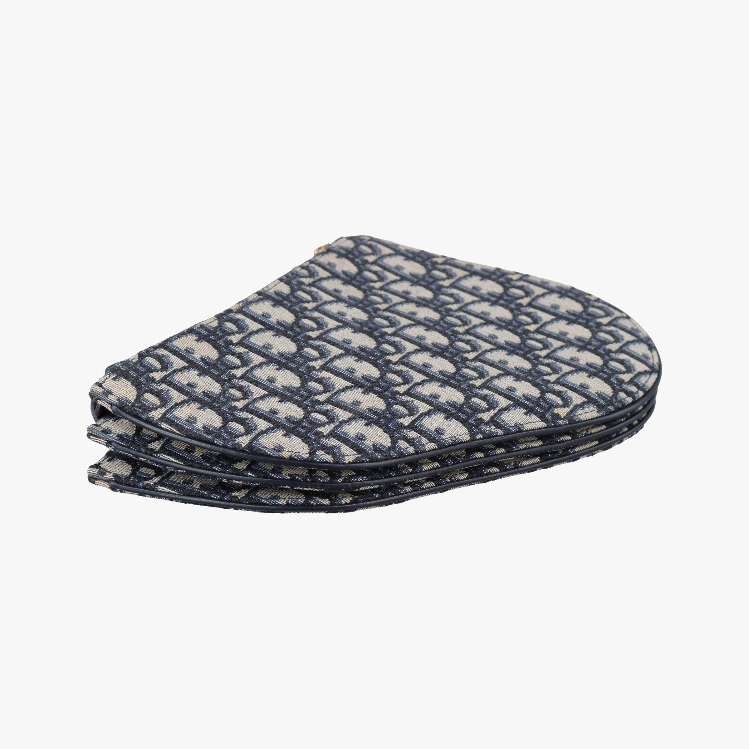 Pre-owned Christian Dior Saddle Navy×Gray Jacquard  shoulderbag | stylenewstar