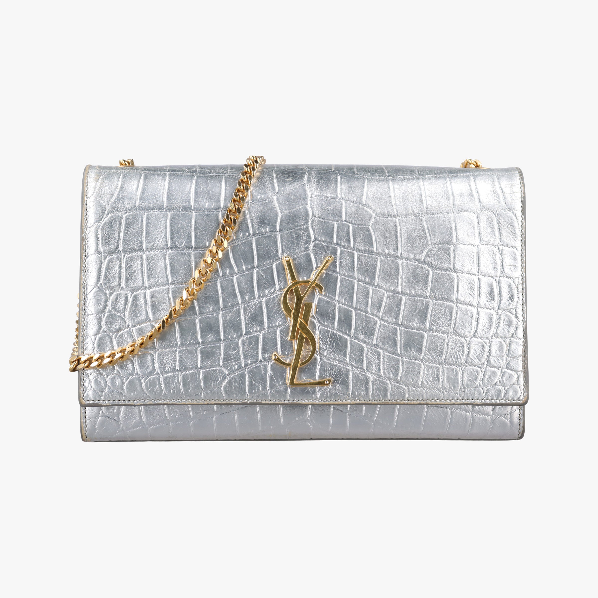 Pre-owned Yves Saint Laurent KATE Silver Leather 364021 shoulderbag | stylenewstar