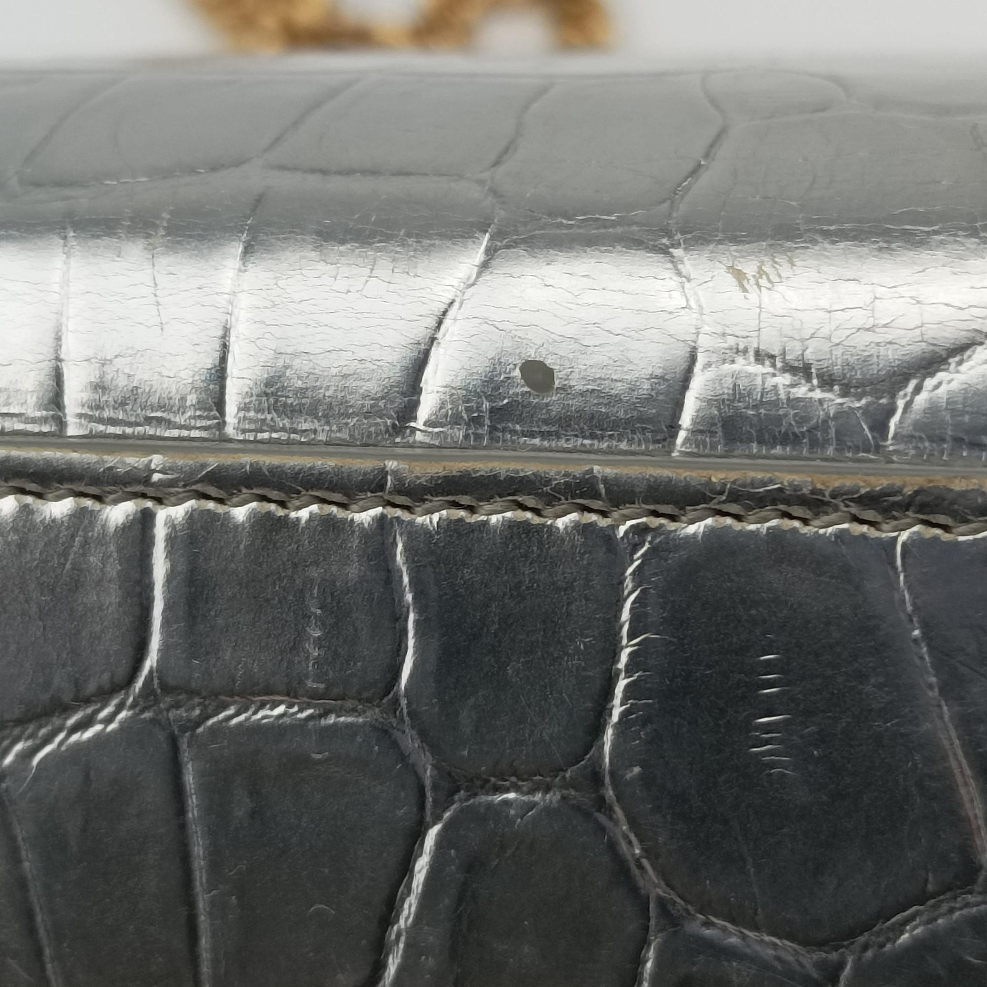 Pre-owned Yves Saint Laurent KATE Silver Leather 364021 shoulderbag | stylenewstar