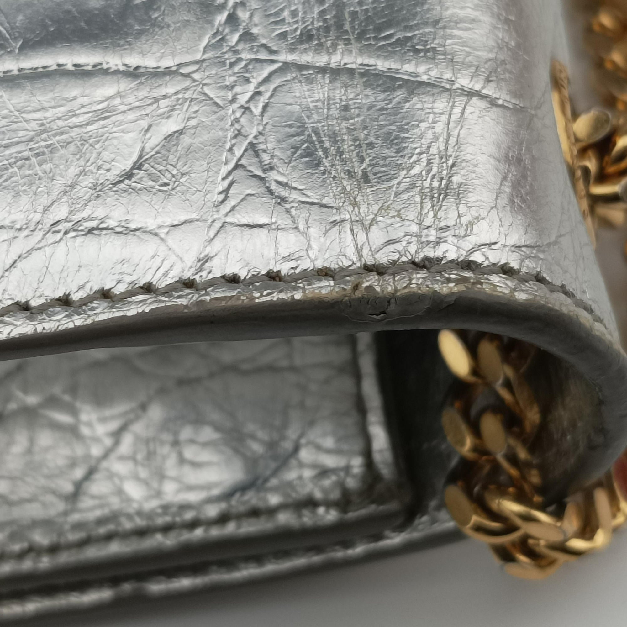 Pre-owned Yves Saint Laurent KATE Silver Leather 364021 shoulderbag | stylenewstar