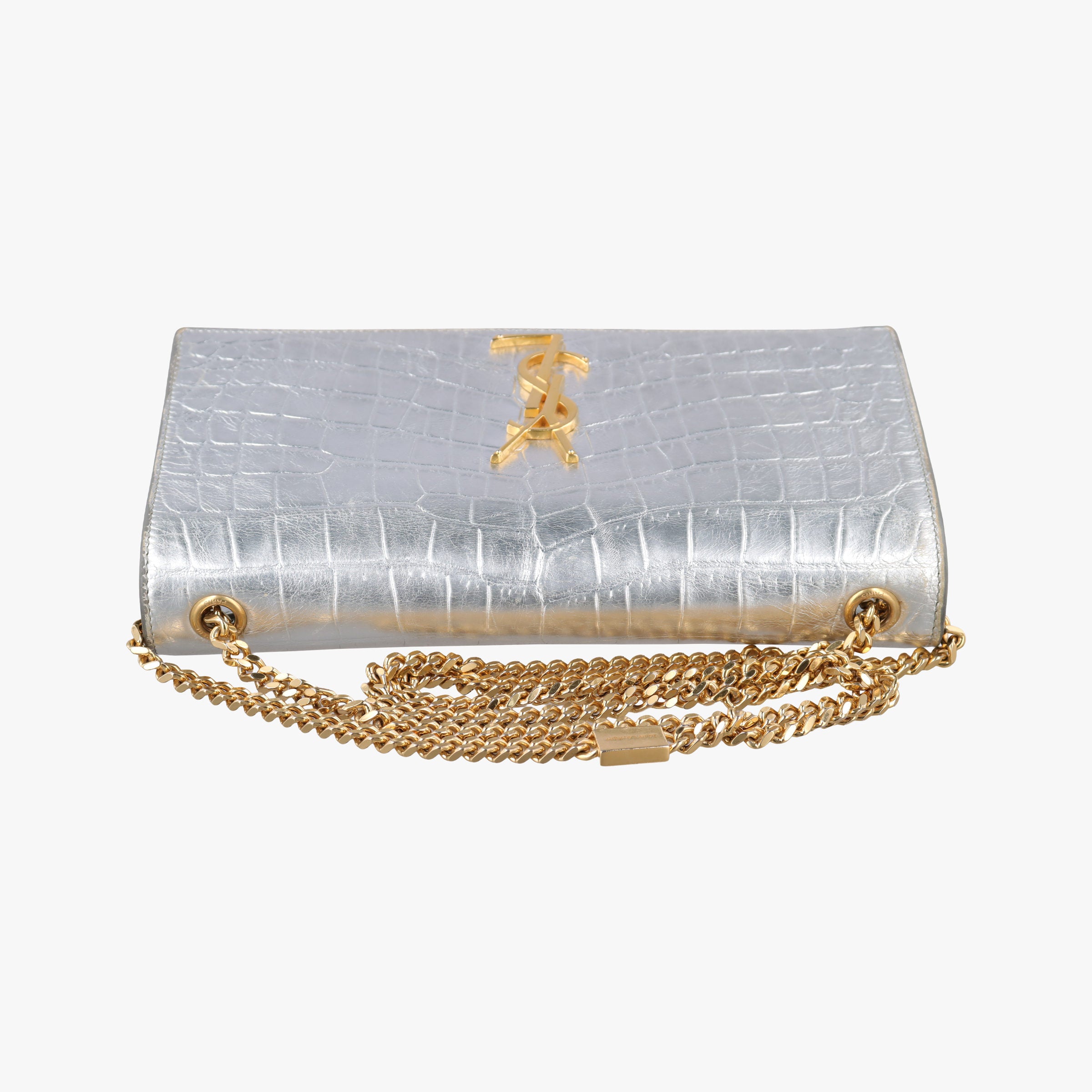 Pre-owned Yves Saint Laurent KATE Silver Leather 364021 shoulderbag | stylenewstar