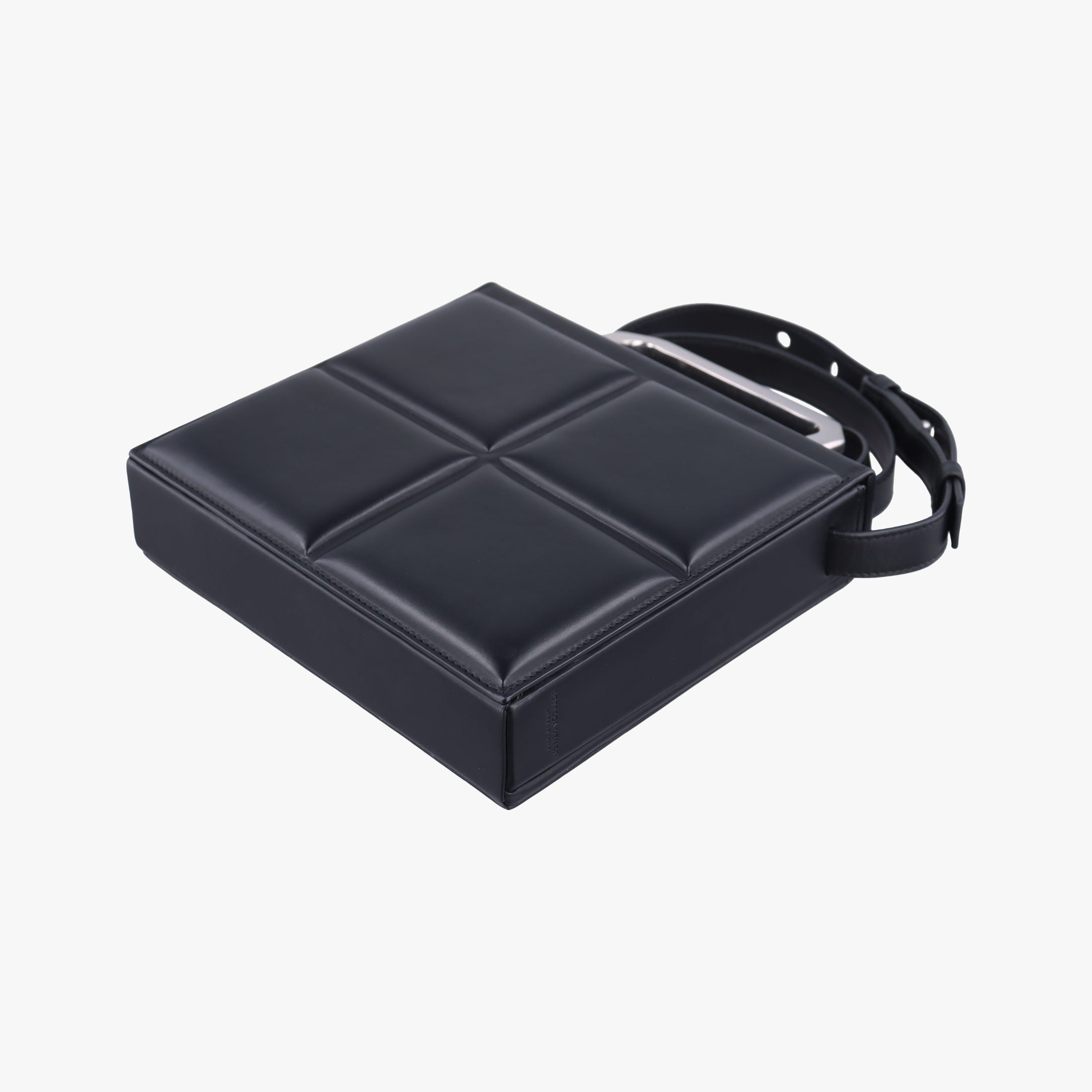 Pre-owned Bottega Veneta Padded Messenger Mini Trunk Black lambskin  shoulderbag | stylenewstar